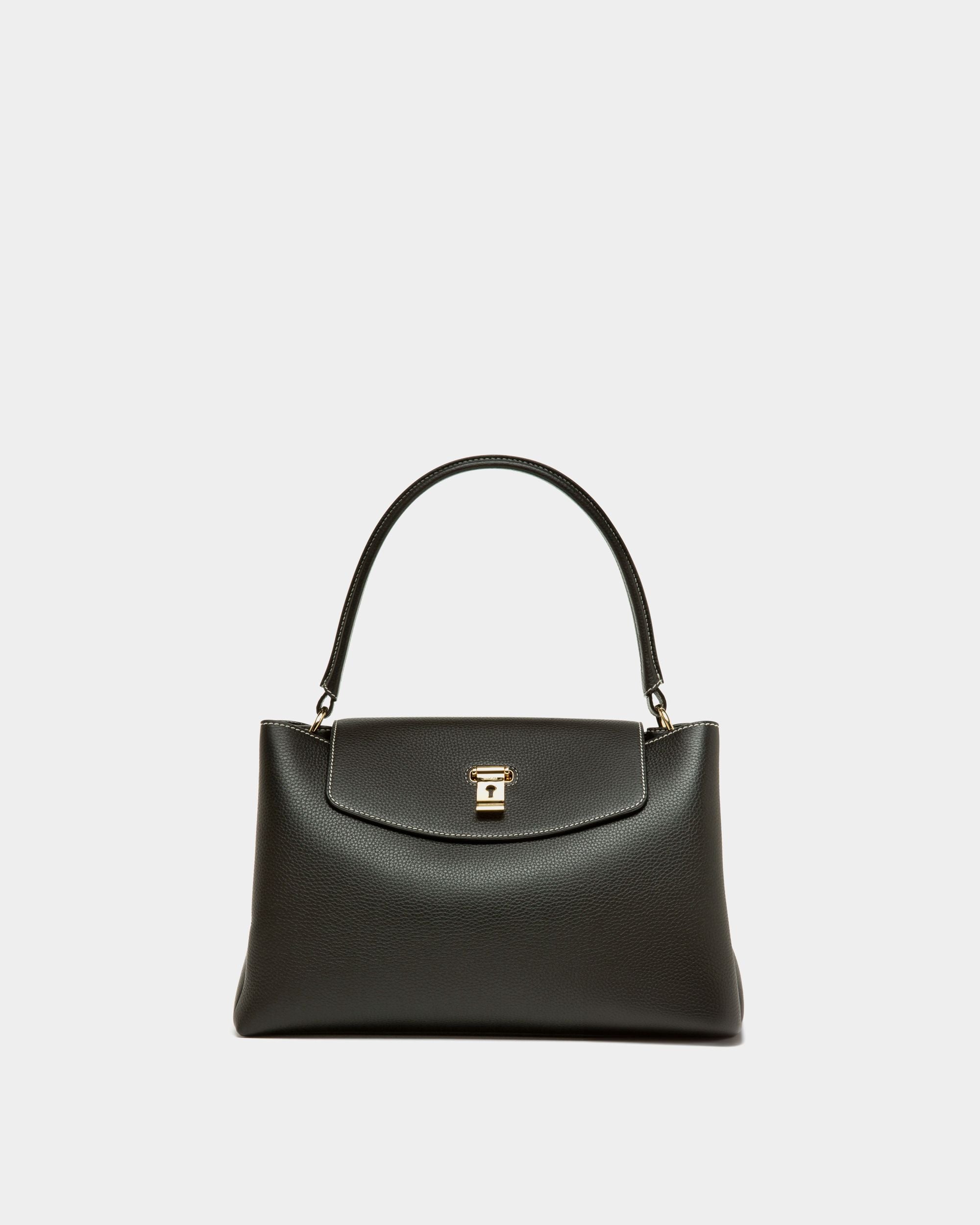 Bally Global - Lock Me Top Handle Bag In Black Leather - Black
