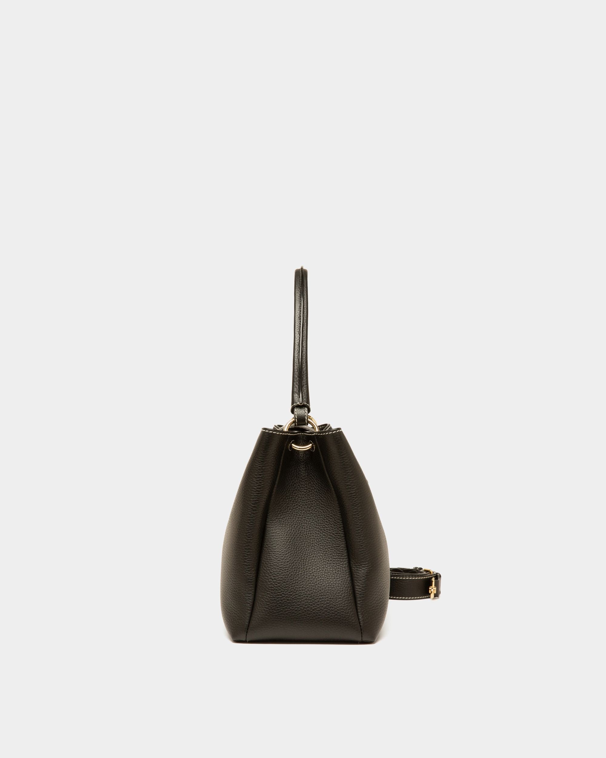 Bally Global - Lock Me Top Handle Bag In Black Leather - Black