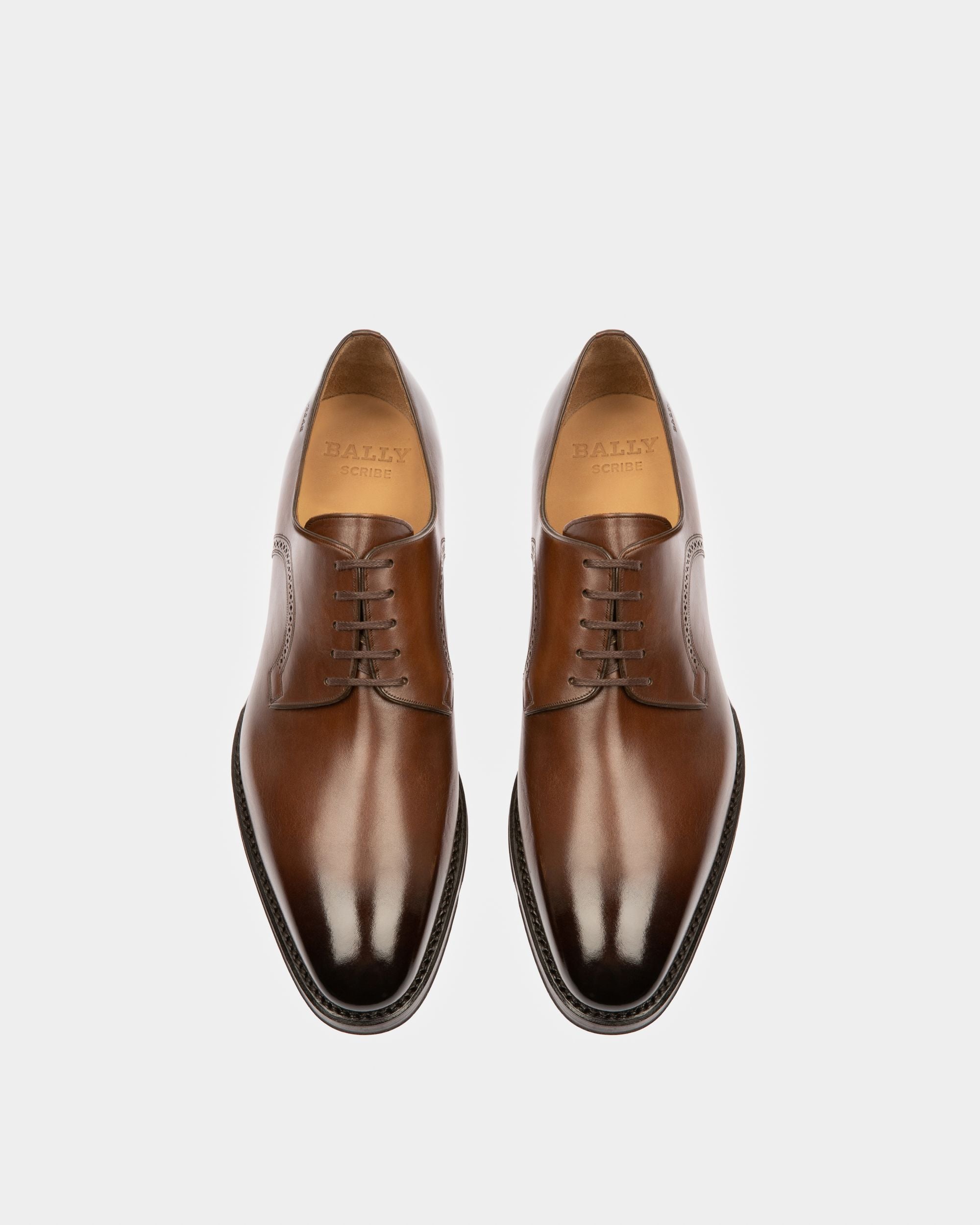 Bally Global - Scamardo Men's Leather Derby Lace-Up Shoe In Mid Brown - Brown