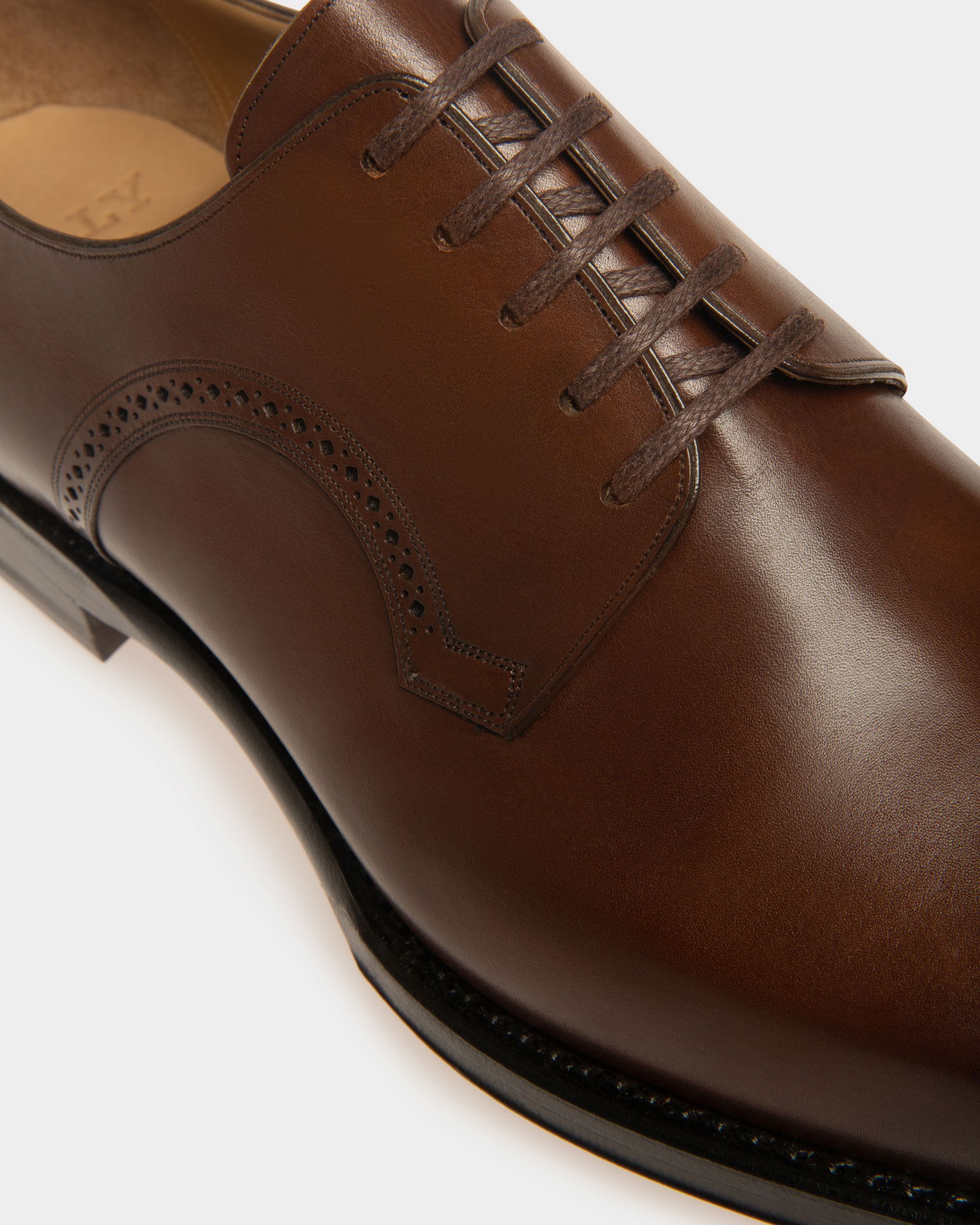 Bally Global - Scamardo Men's Leather Derby Lace-Up Shoe In Mid Brown - Brown