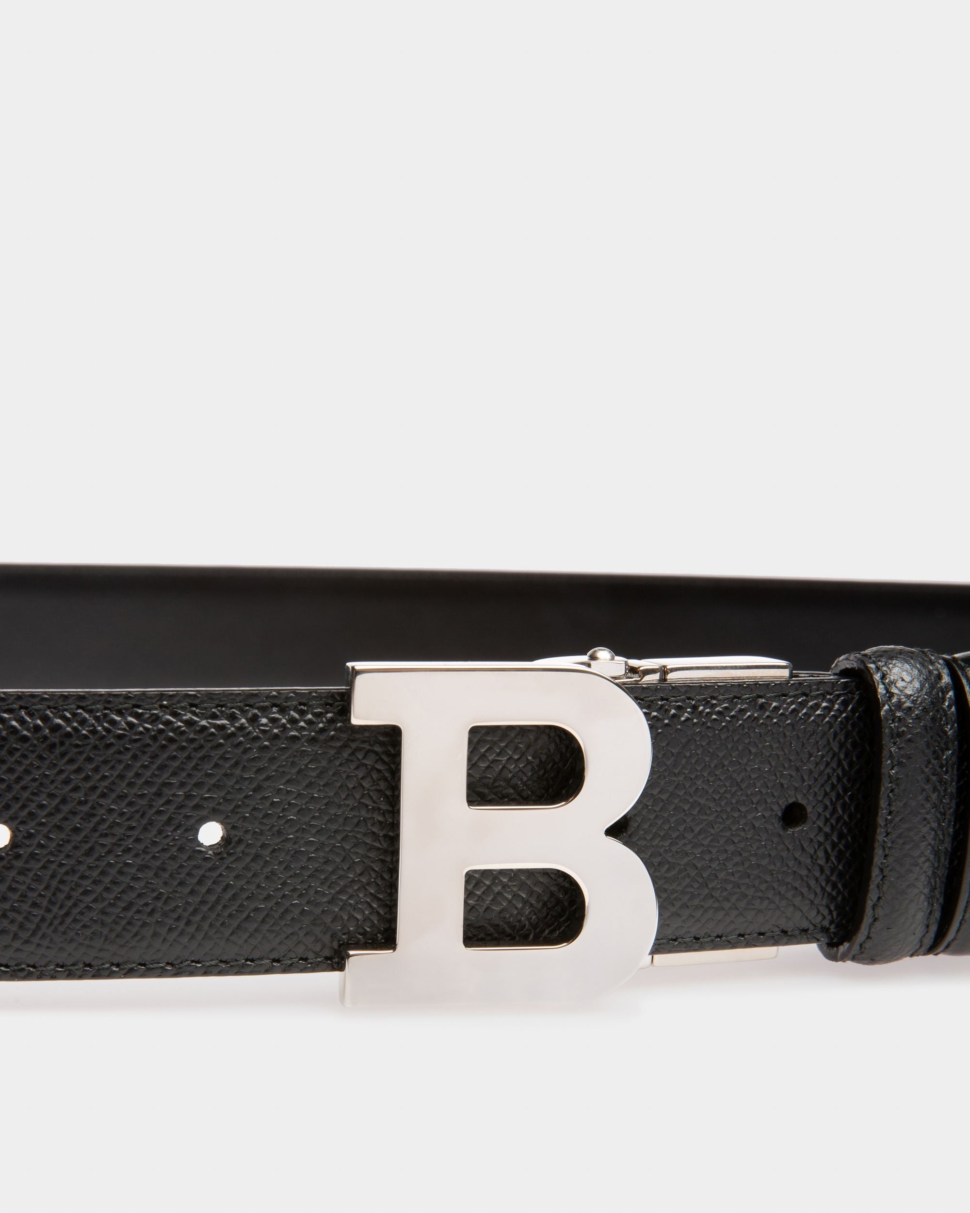 Bally Global - B Buckle Cinturón De 35 Mm En Piel De Color Negro Y Azul Marino - Negro