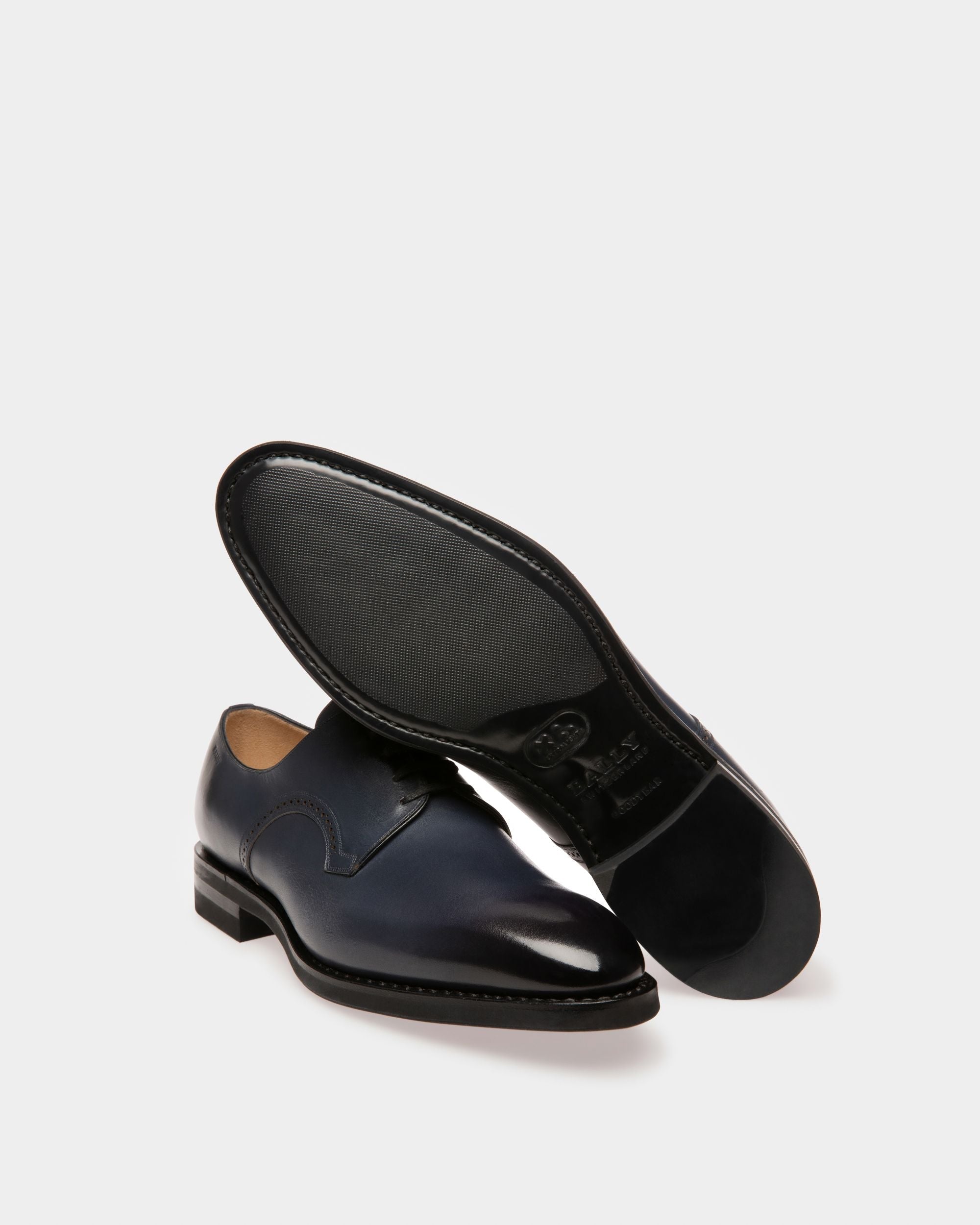 Bally Global - Scrivani Zapatos De Estilo Derby En Piel De Color Azul Marino - Azul