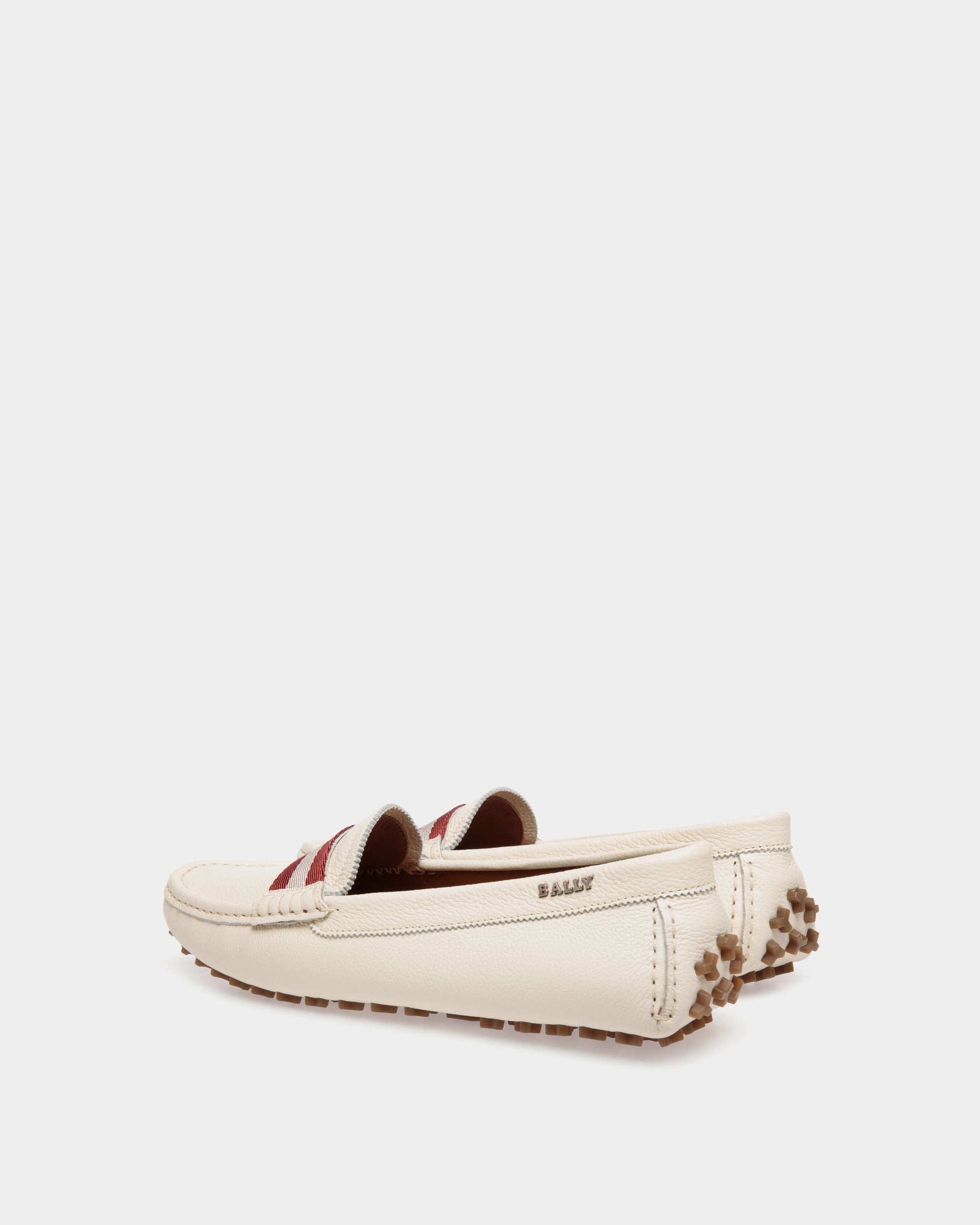 Bally Global - Ladyes Zapatos Driver De Piel Color Hueso - Blanco