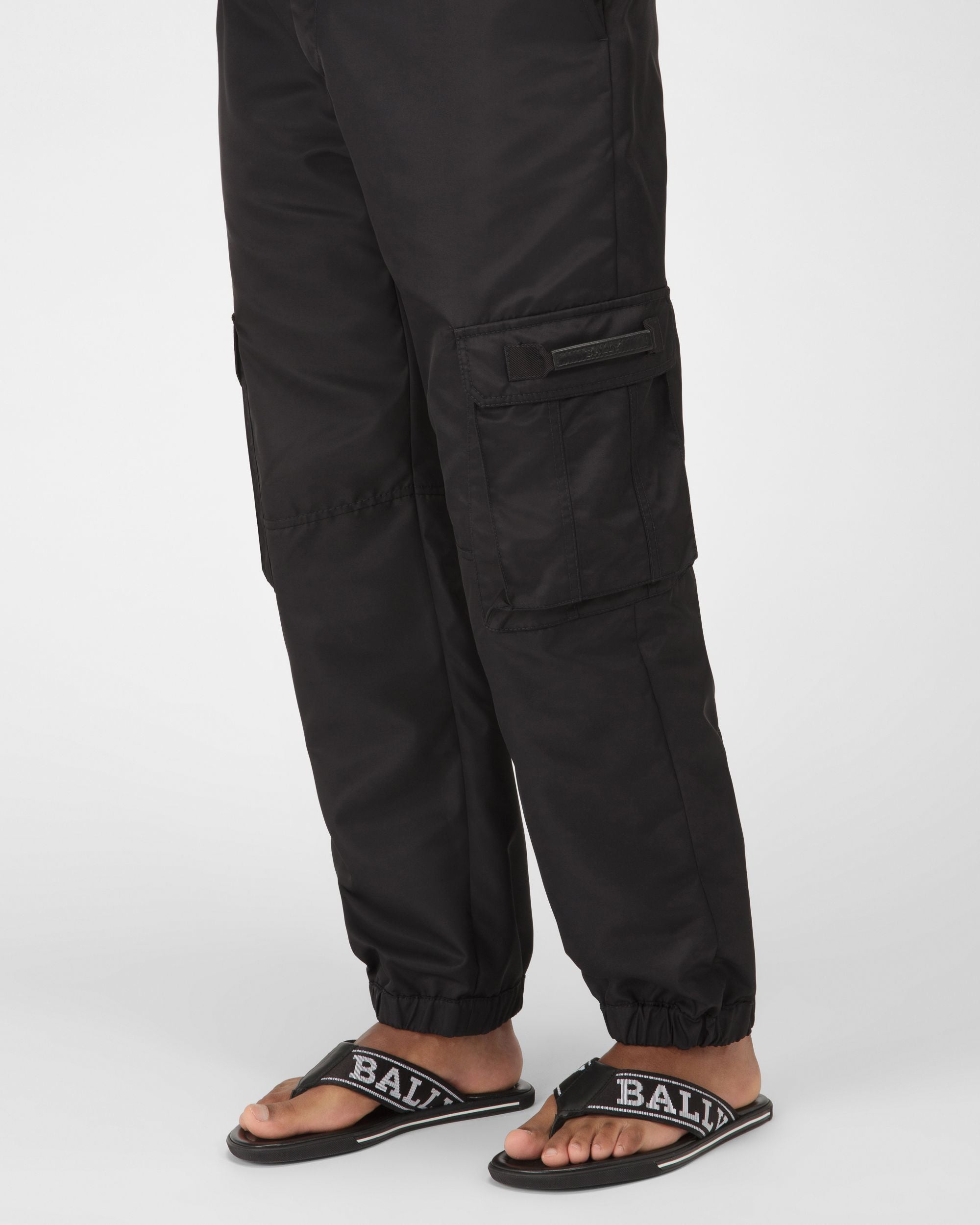 Bally Global - Border Sandales Noires En Tissu Et Cuir - Noir