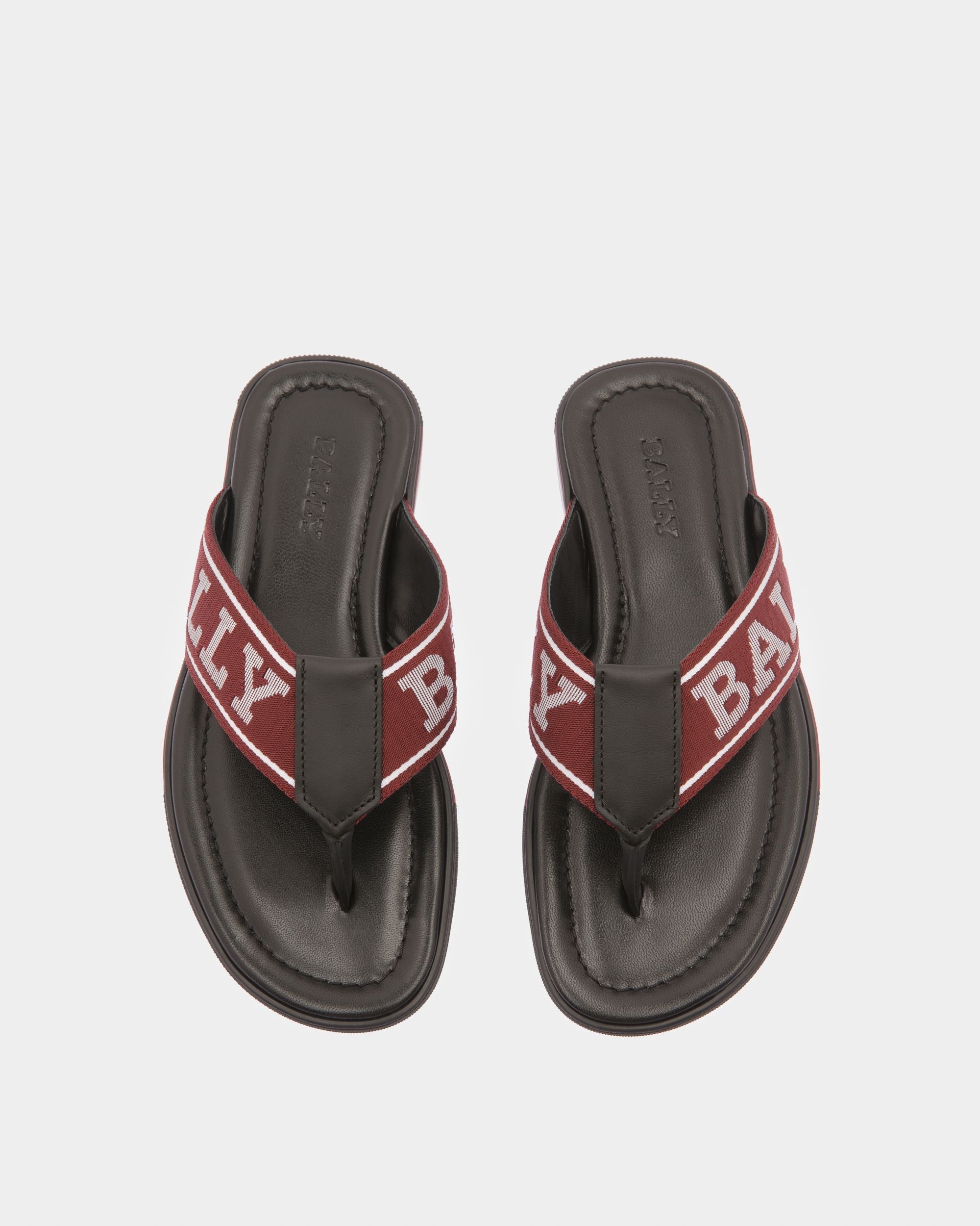 Bally Global - Border Sandales Modèle Entredoigt En Cuir Et Tissu Rouge Bally - Multicolore