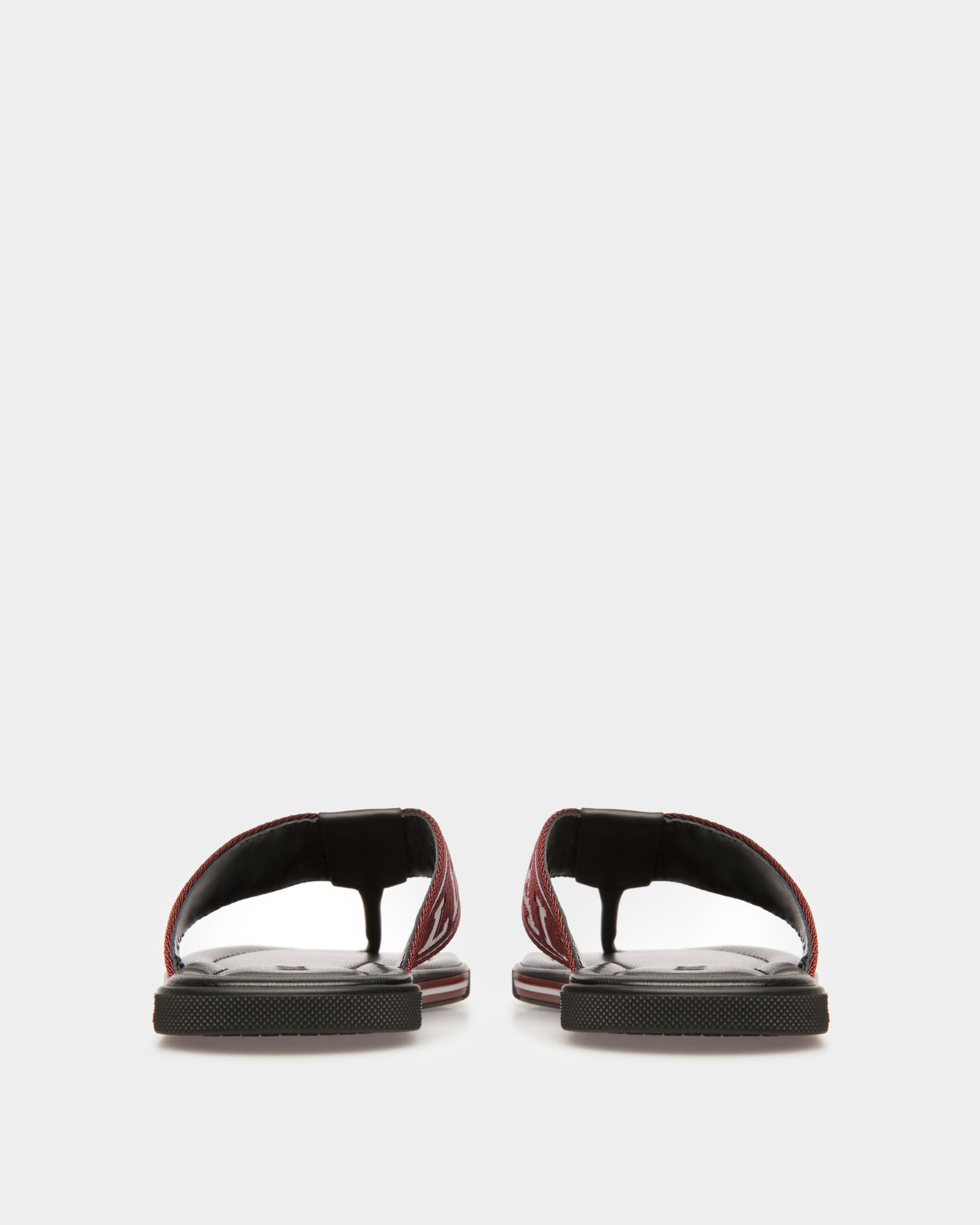 Bally Global - Border Leather And Fabric Thong Sandals In Bally Red - Multicolor