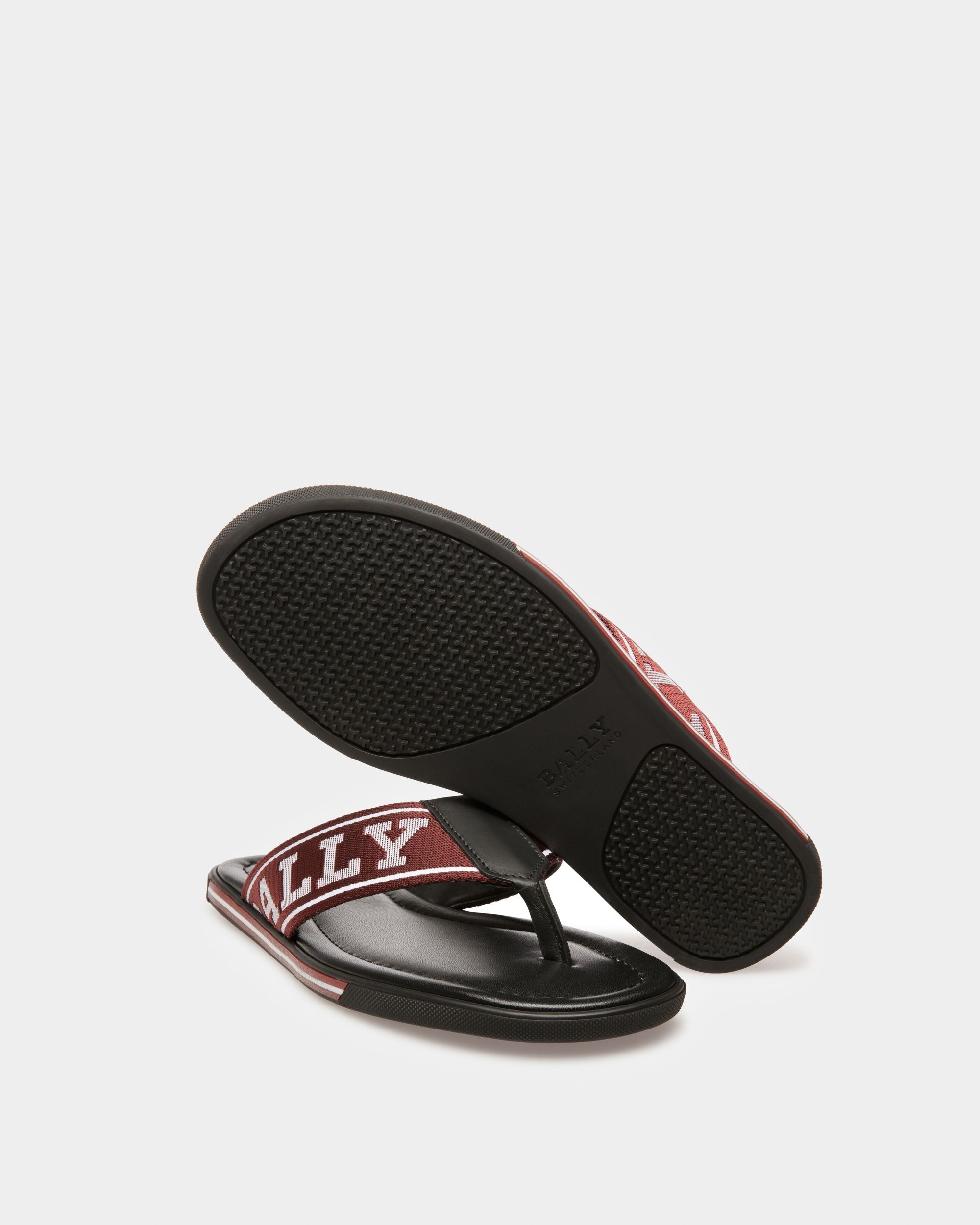 Bally Global - Border Leather And Fabric Thong Sandals In Bally Red - Multicolor