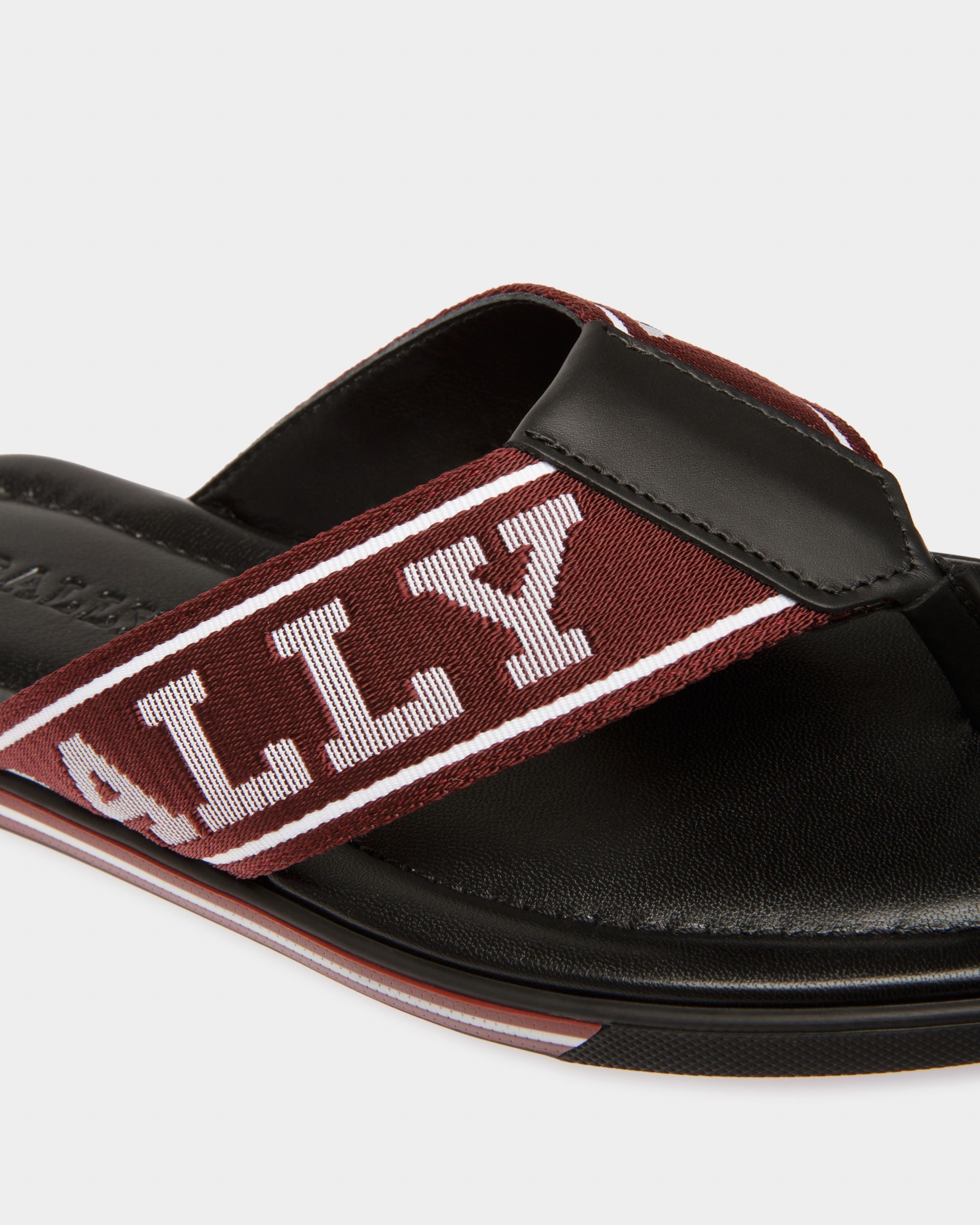 Bally Global - Border Leather And Fabric Thong Sandals In Bally Red - Multicolor
