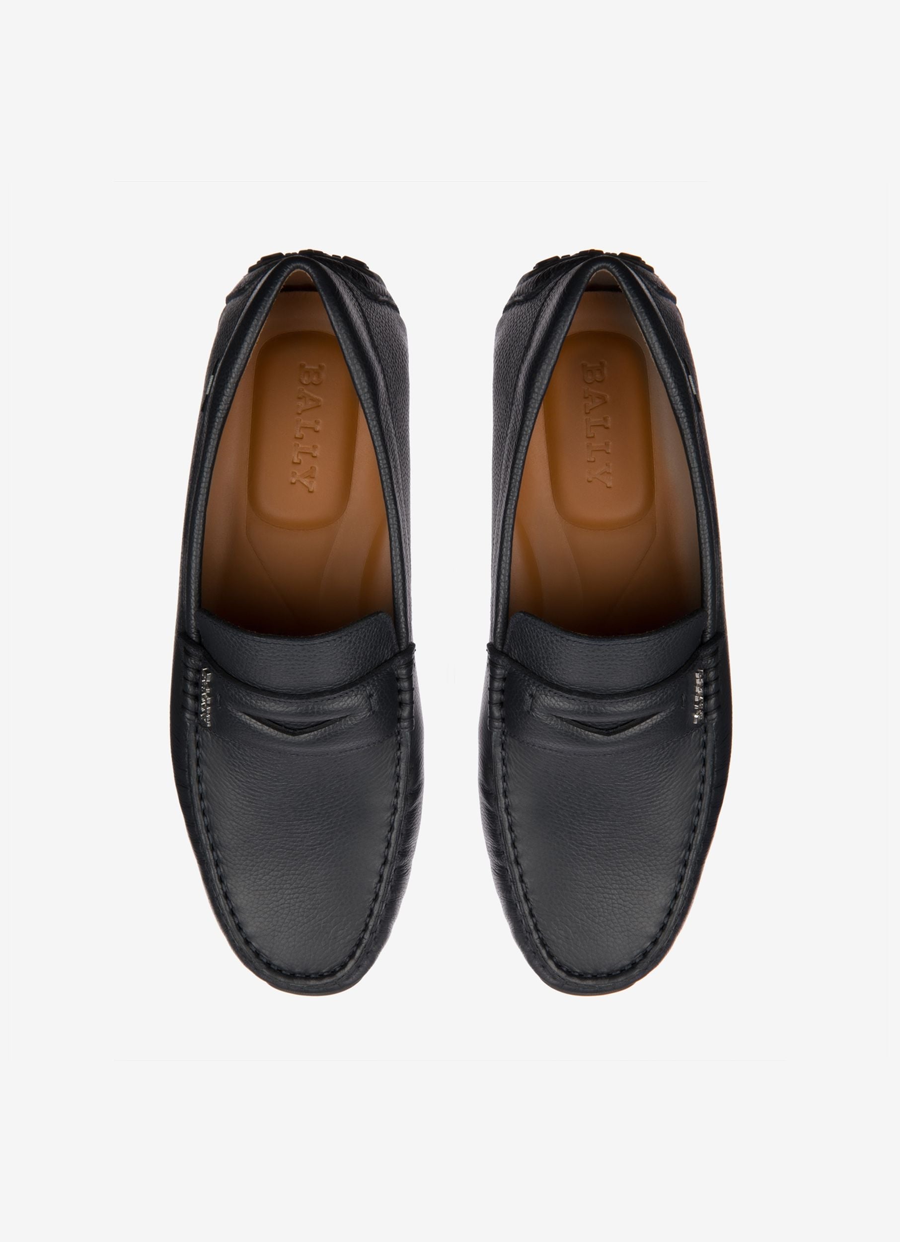 Bally Global - Pilot Driver in Navy Blue Grained Leather - Blue