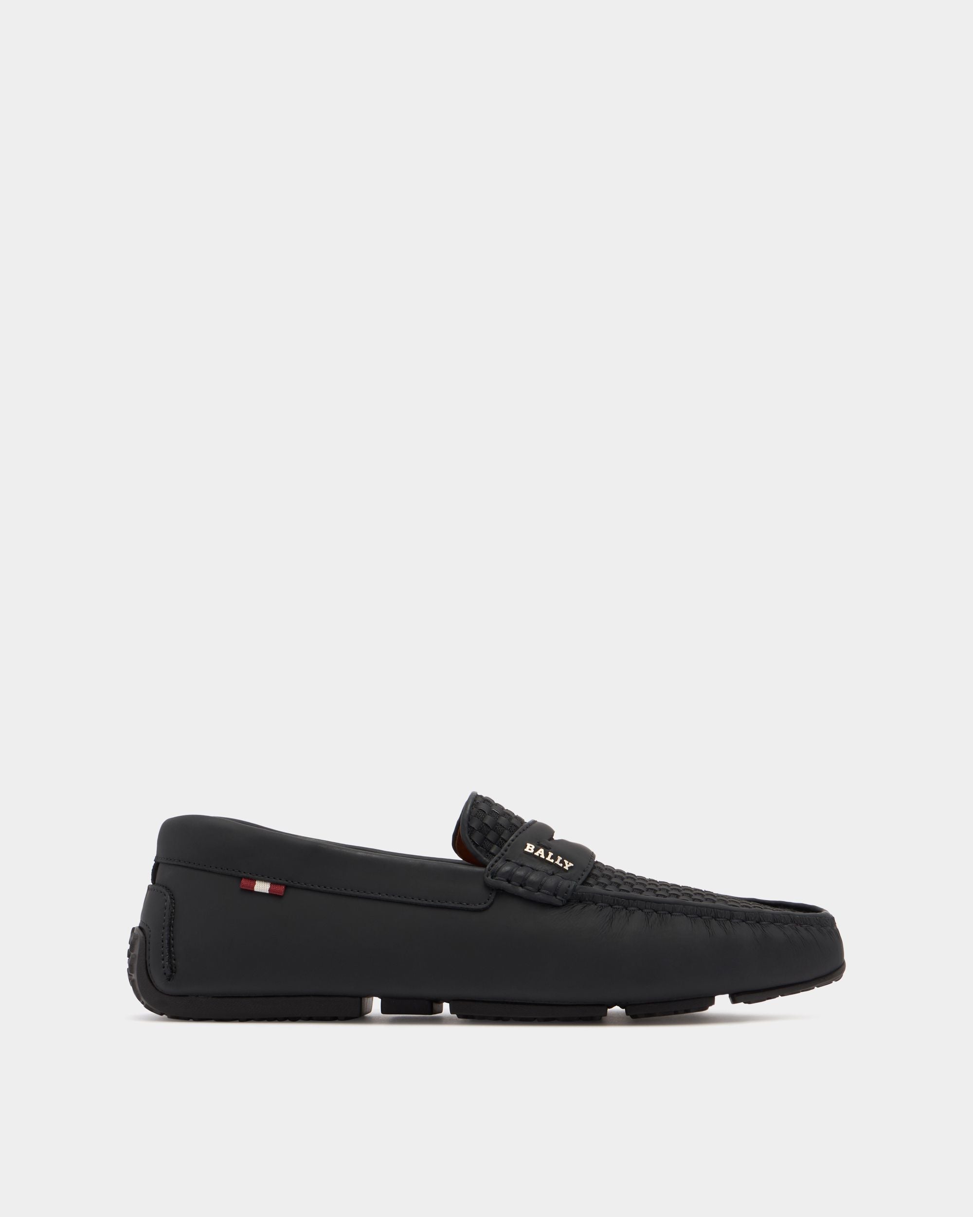 Bally Global - Pikat Men's Rubber Coated Interwoven Calf Leather Driver In Black - Black