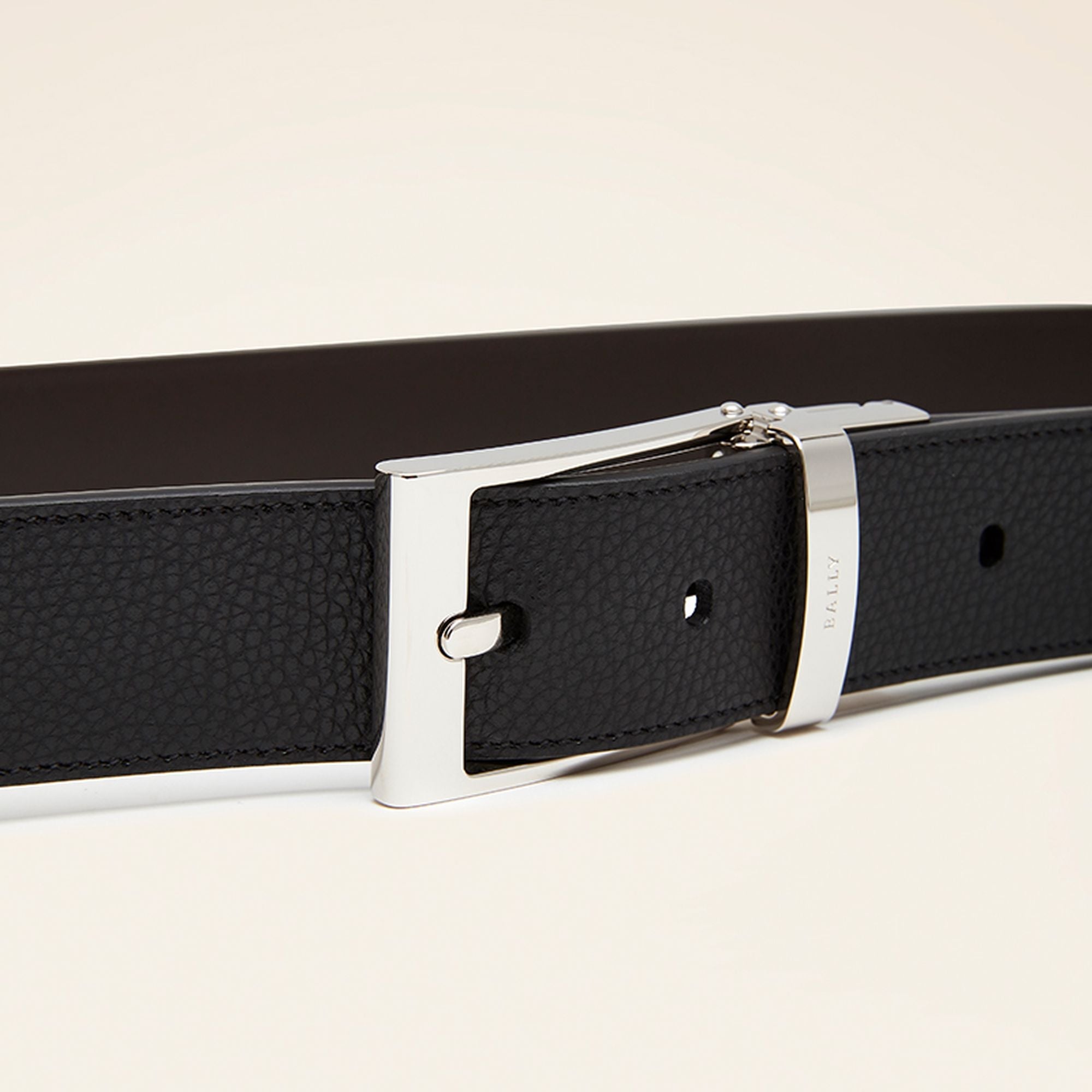 Bally Global - Men's Black Leather Belt - Black