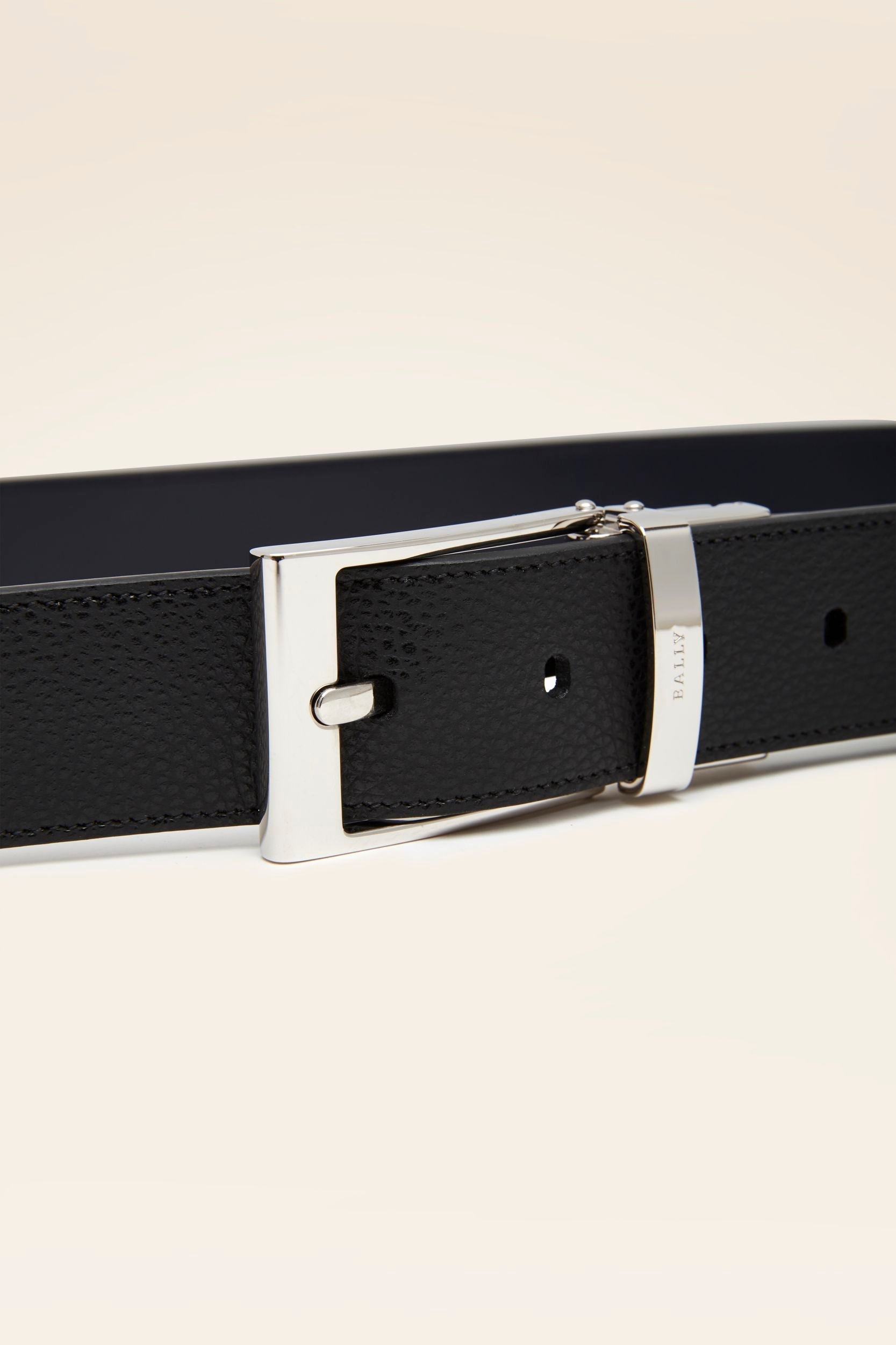 Bally Global - Ceinture Réversible Et Ajustable En Cuir Noir - Black