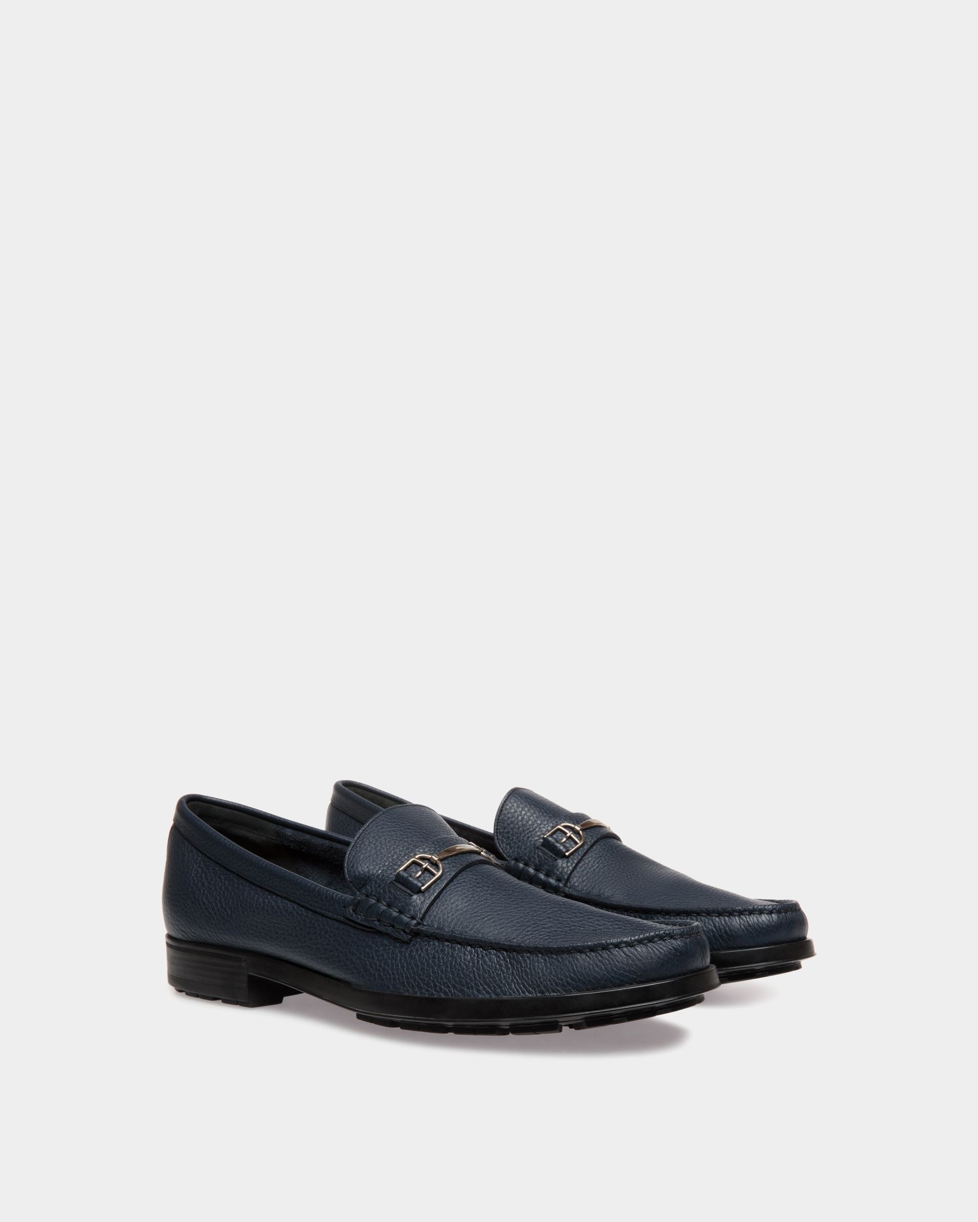 Bally Global - Mocasín De Piel Granulada Azul - Azul