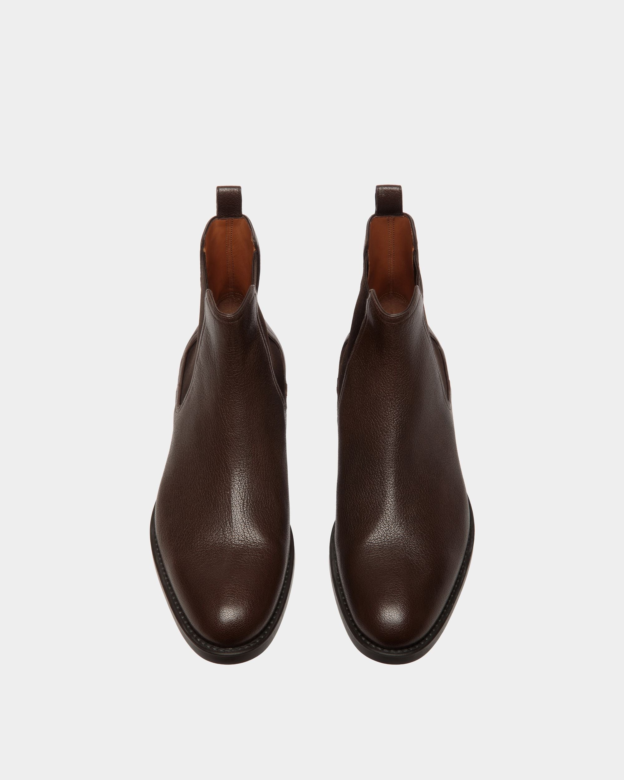 Bally Global - Bootie In Brown Grained Leather - Brown