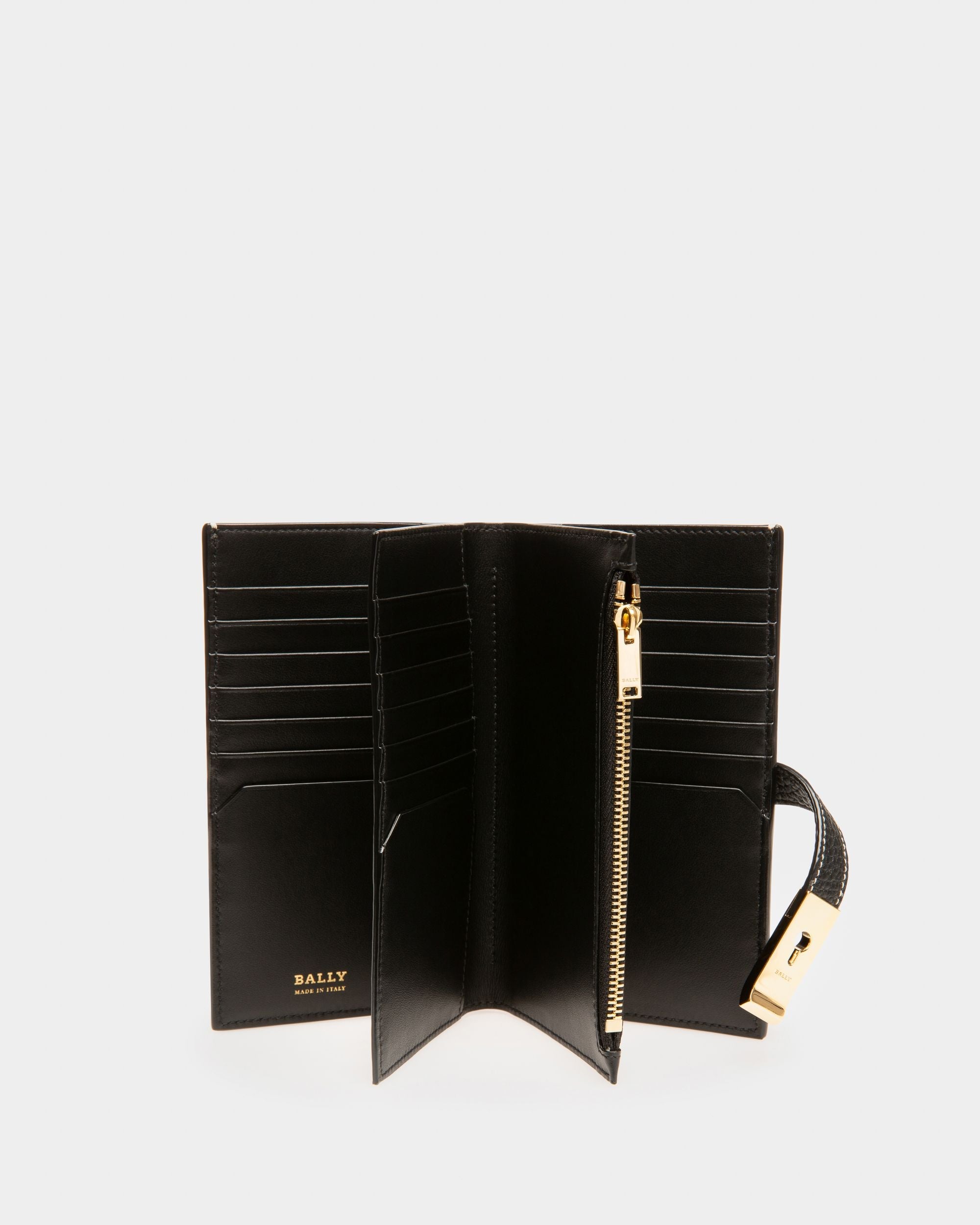 Bally Global - Cartera Francesa Lock Me De Piel Negra - Negro