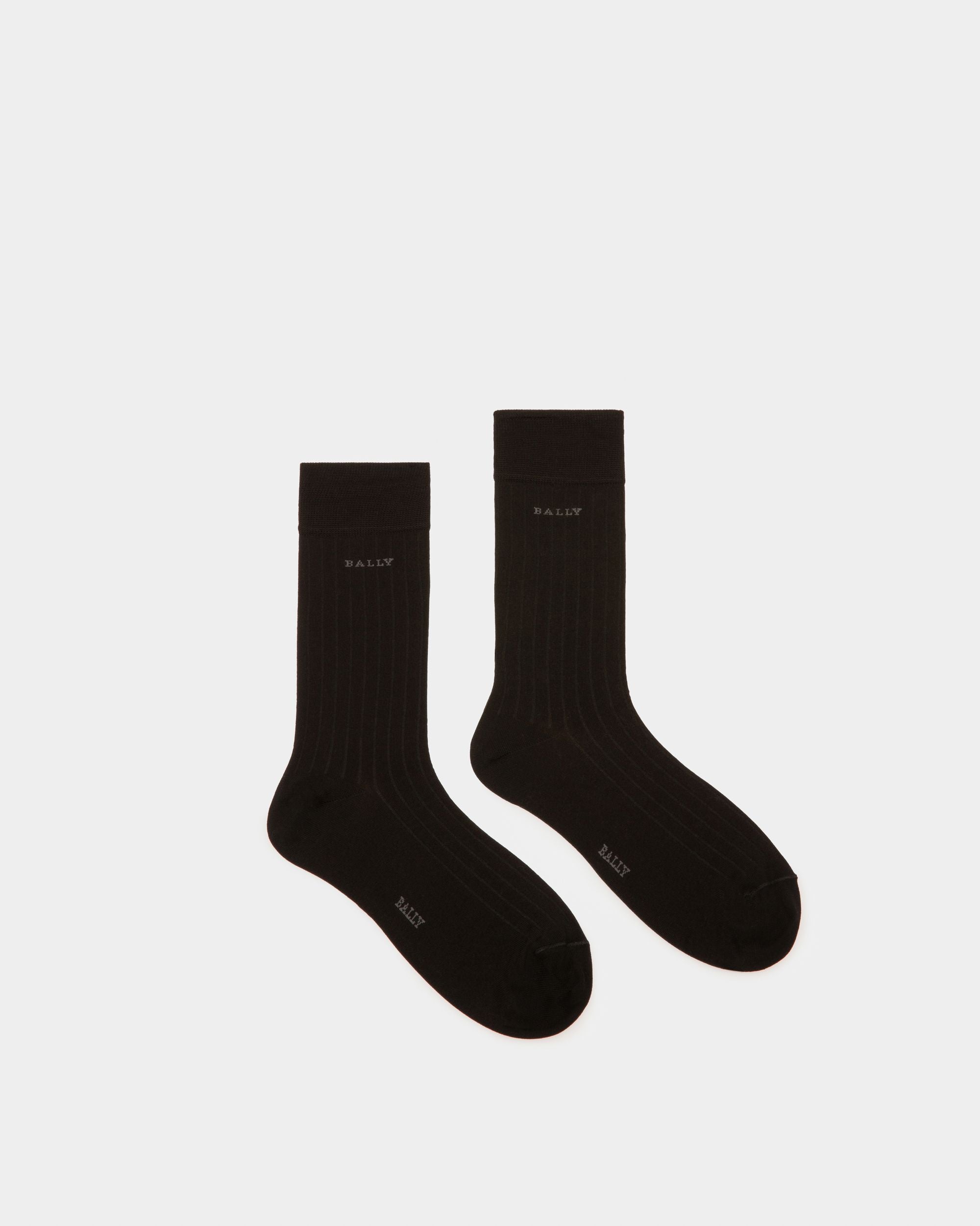 Bally Global - Ribbed Cotton Blend Socks - Negro