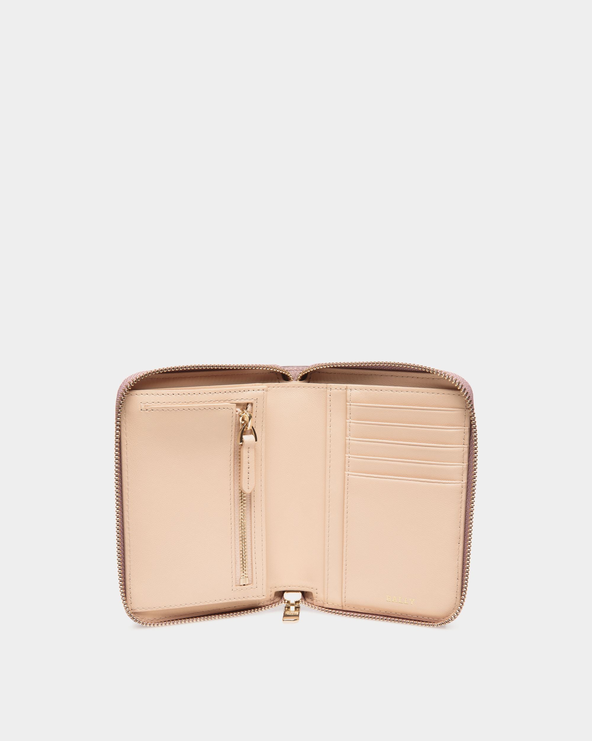 Bally Global - Cartera Con Cremallera De Piel Granulada Rosa - Pink