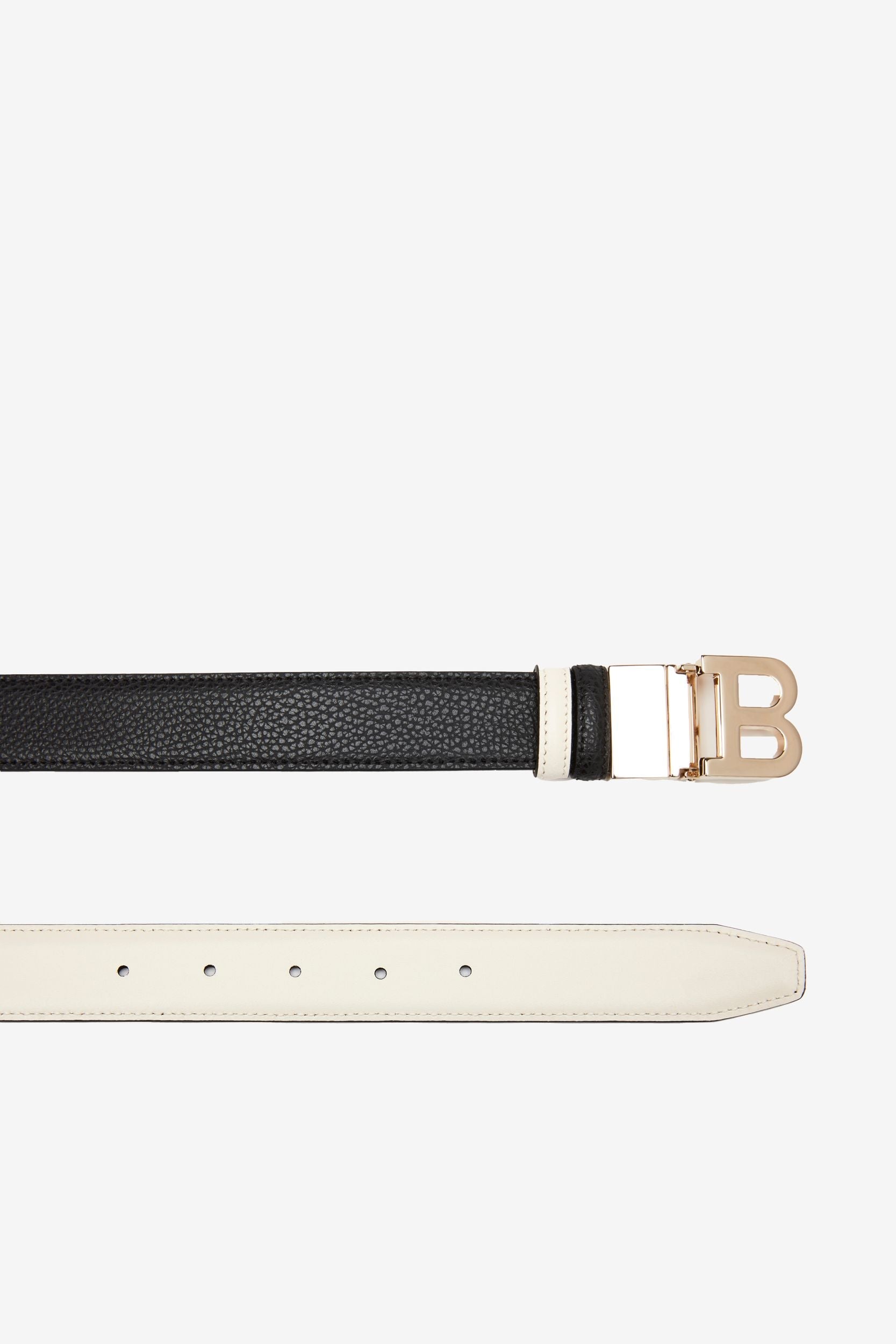 Bally Global - Cinturón Reversible Y Ajustable De Piel Negra - Negro