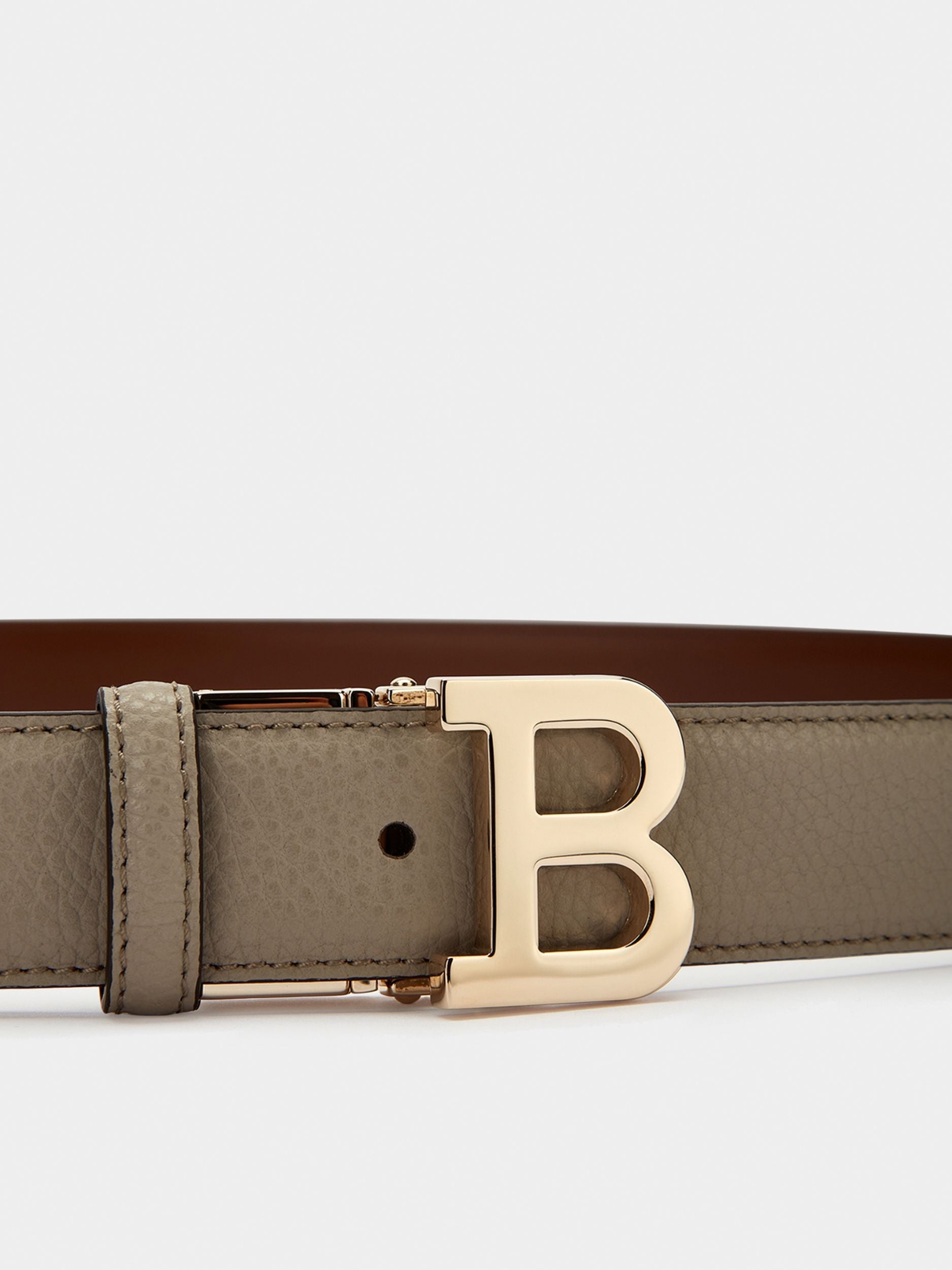Bally Global - Ceinture Réversible Et Ajustable En Cuir Gris - Grey