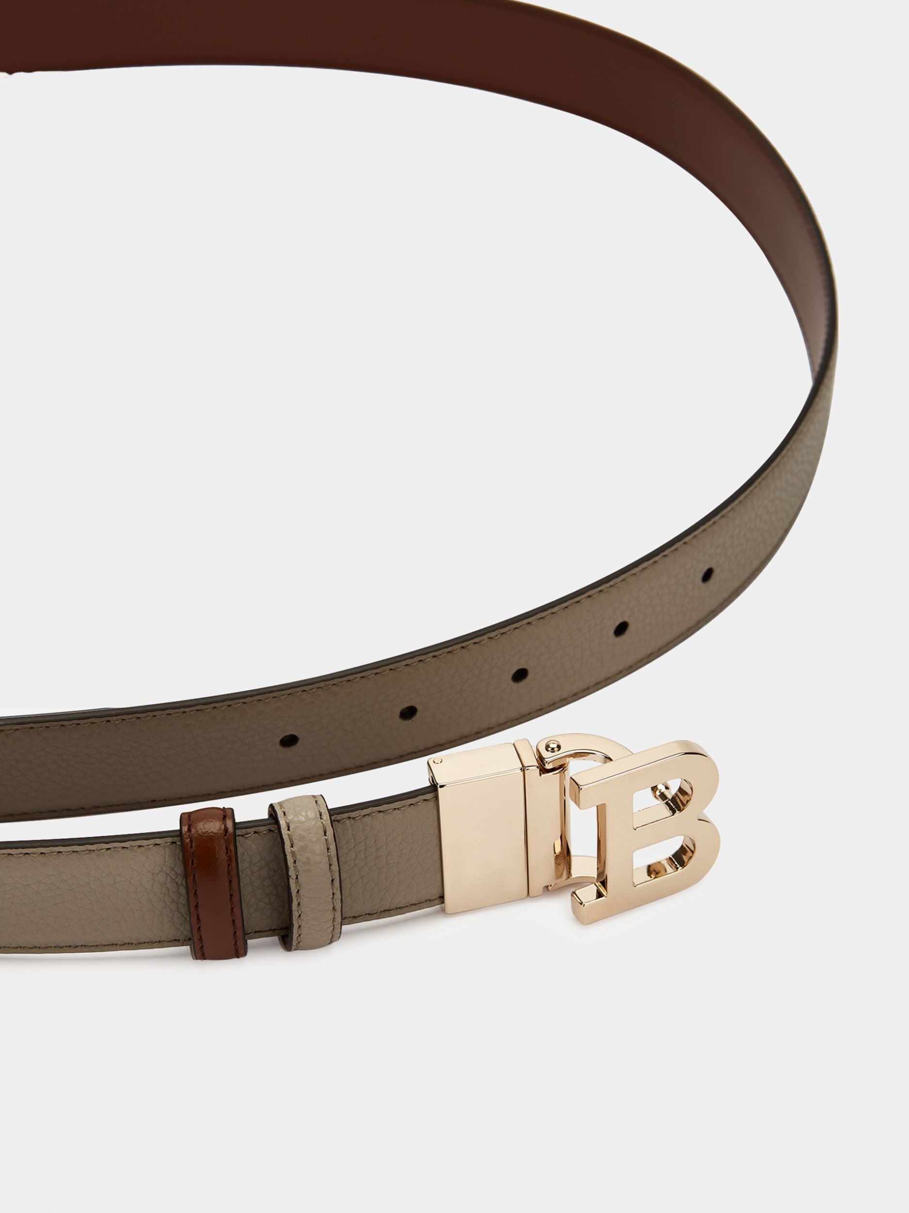 Bally Global - Ceinture Réversible Et Ajustable En Cuir Gris - Grey