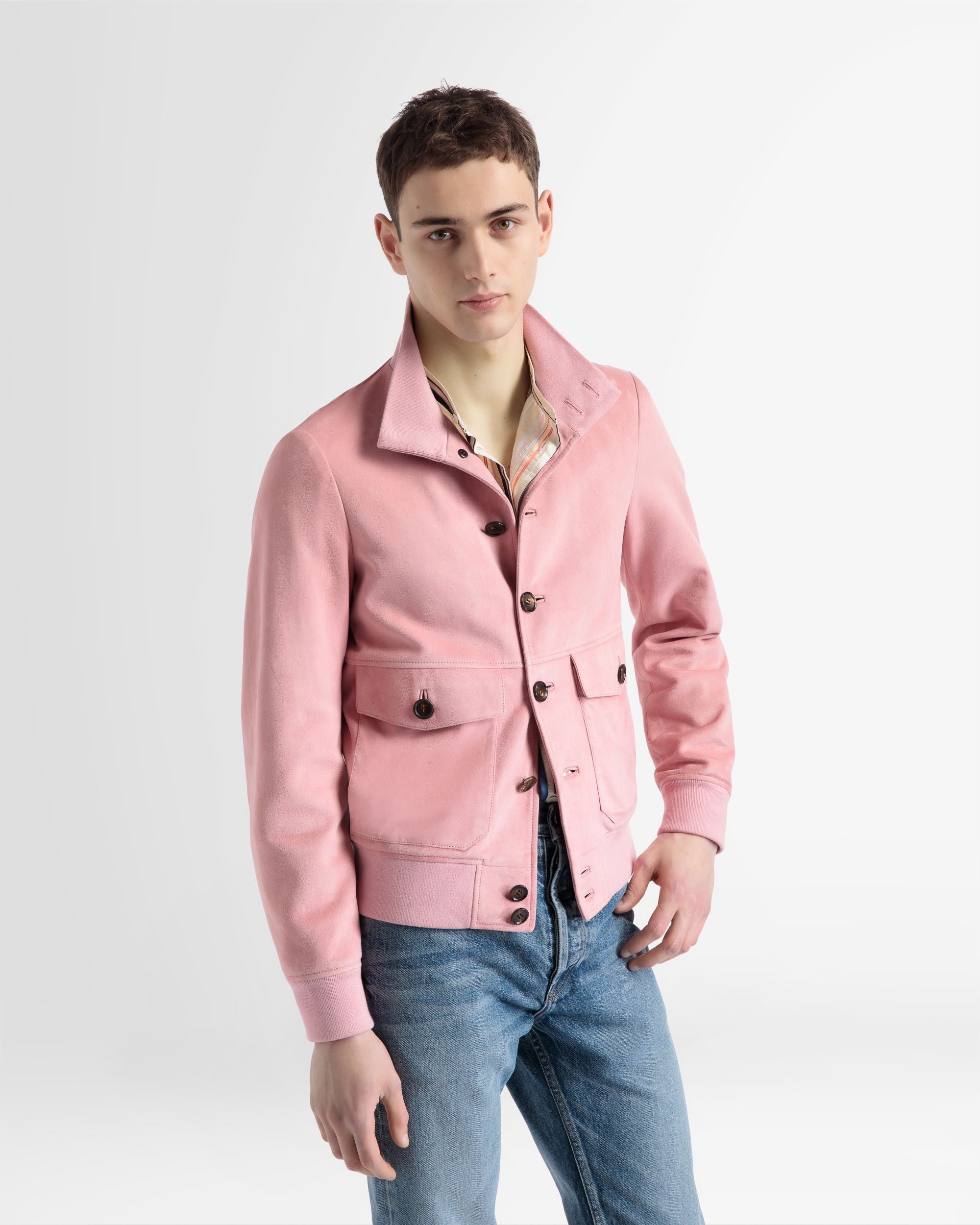 Bally Global - Blouson Bomber In Pink Leather - Pink