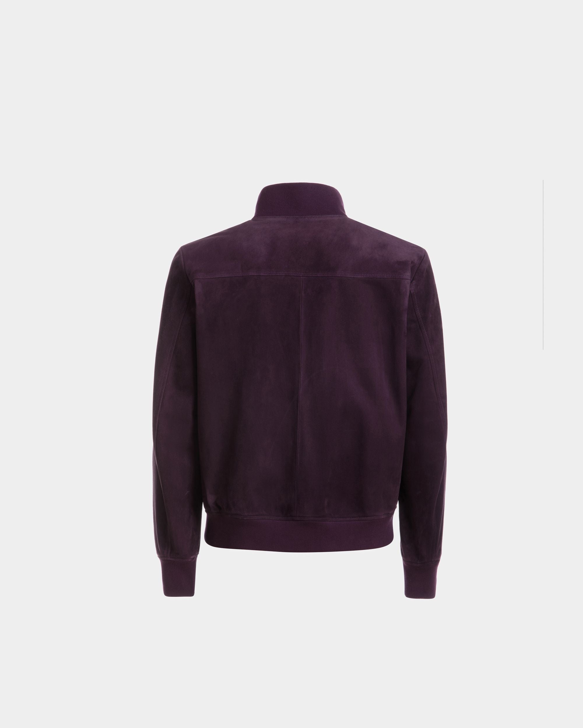 Bally Global - High Neck Bomber Jacket In Orchid Suede - Purple