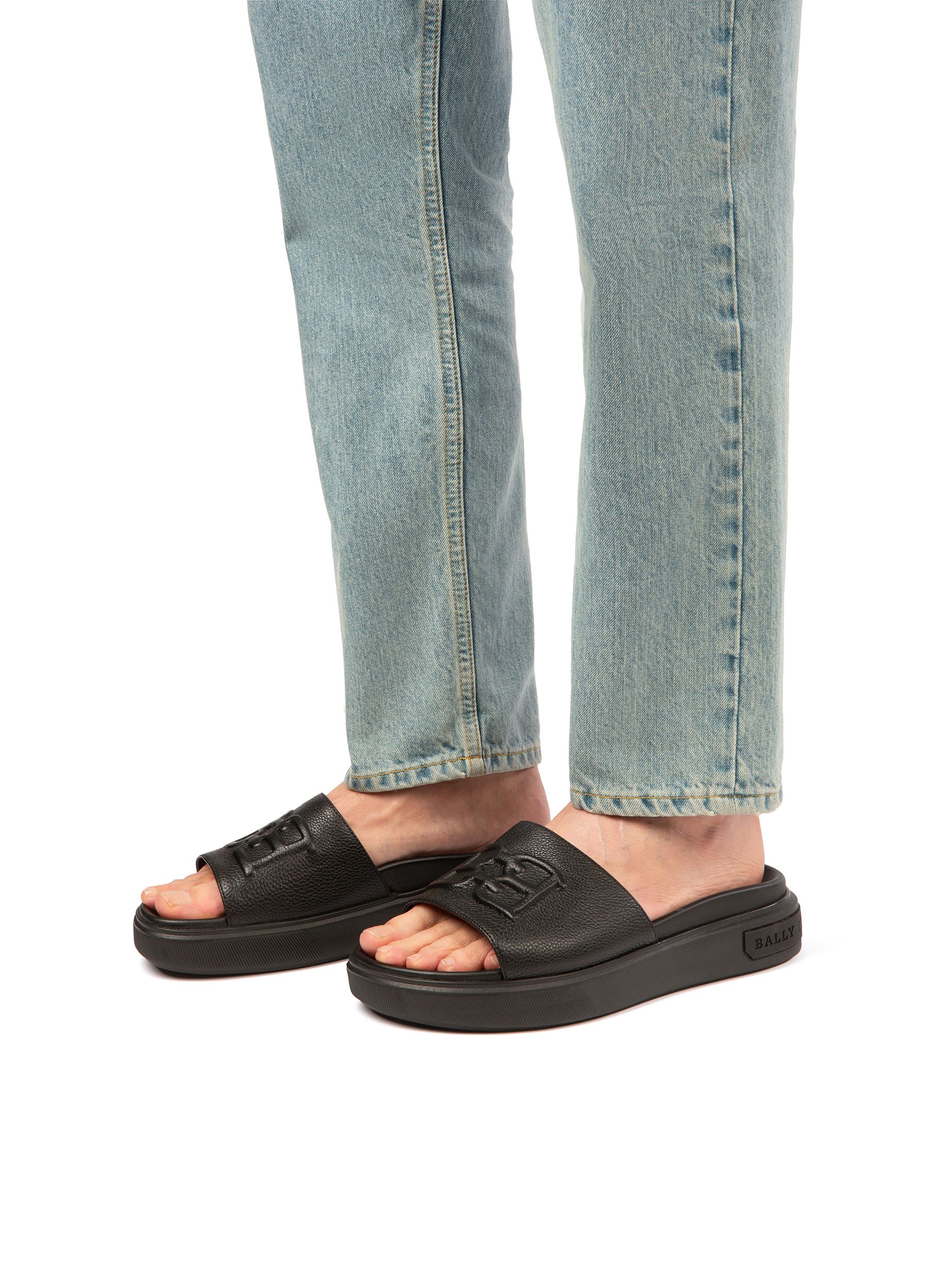 Bally Global - Jarmo Leather Slides In Black - Black