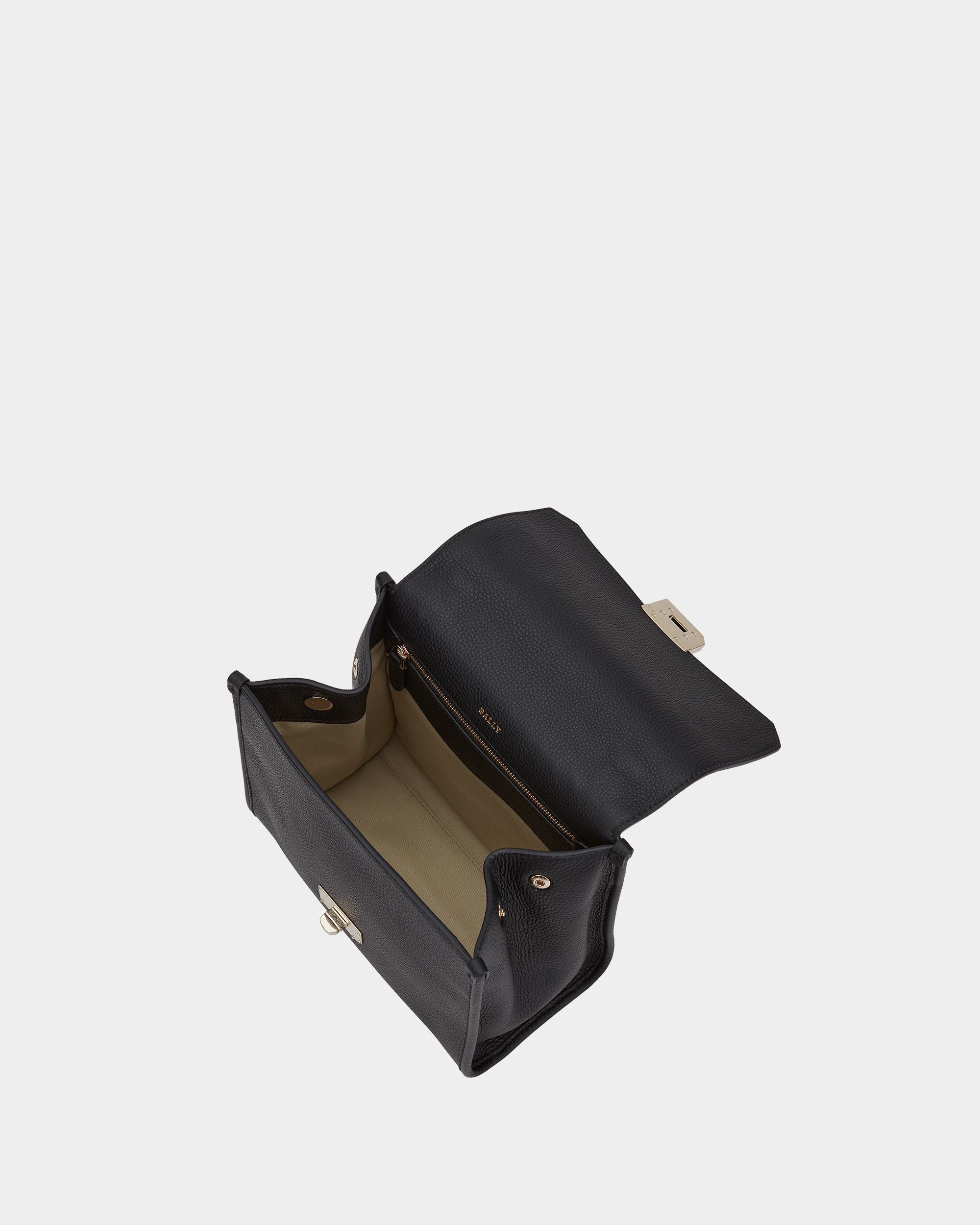 Bally Global - Top Handle Bag in Black Grained Leather - Black