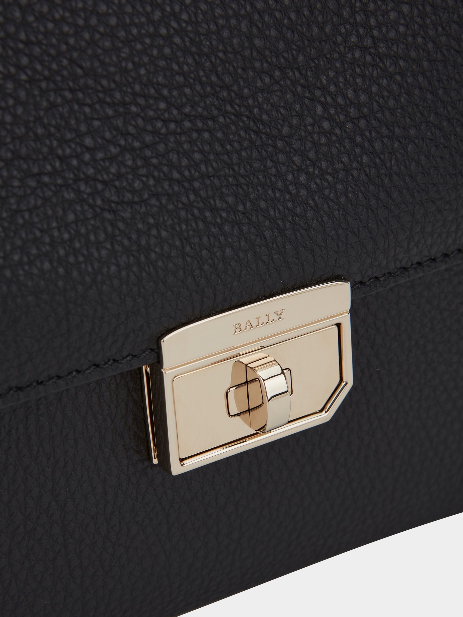 Bally Global - Top Handle Bag in Black Grained Leather - Black