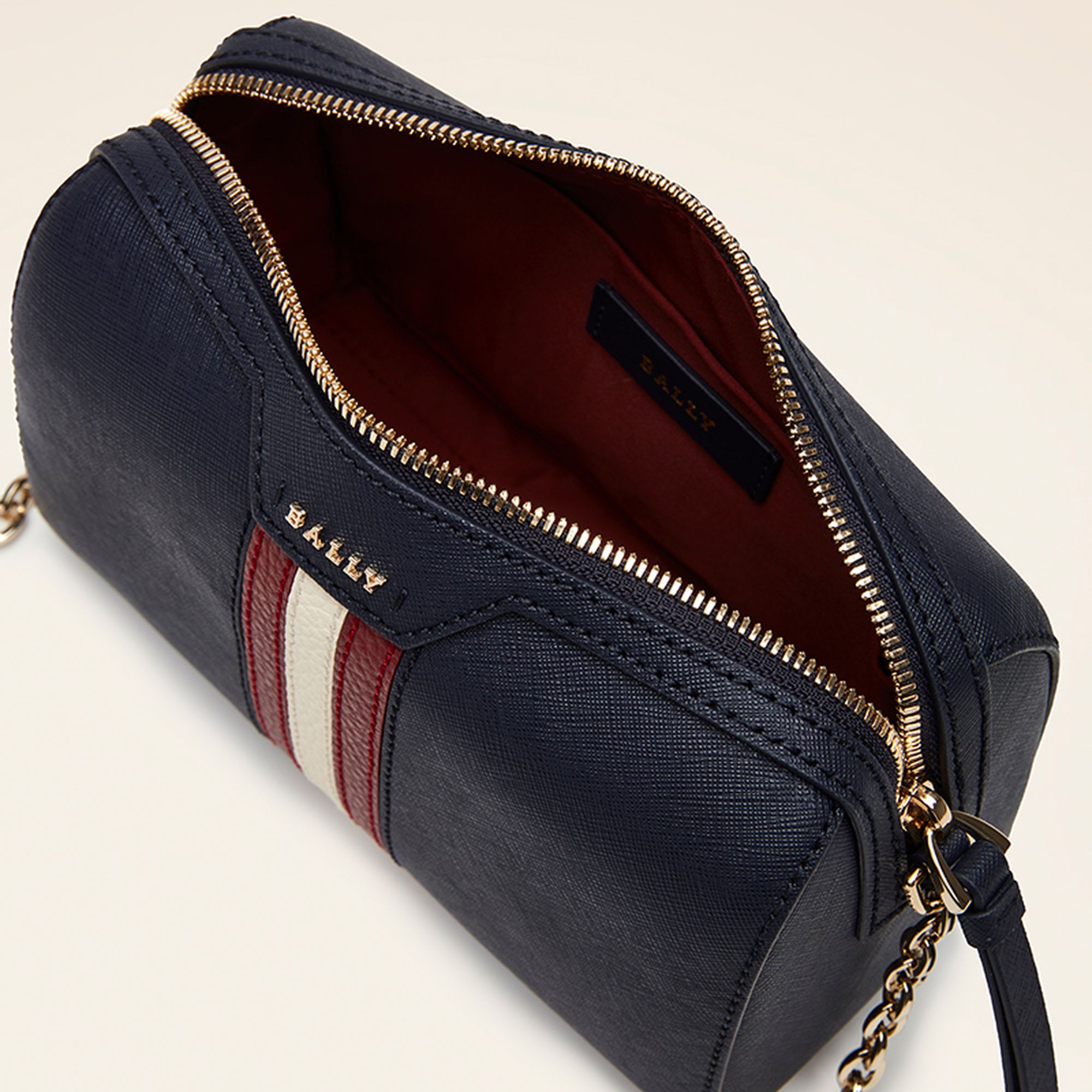 Bally Global - Women's Blue Striped Shoulder Bag - Blue