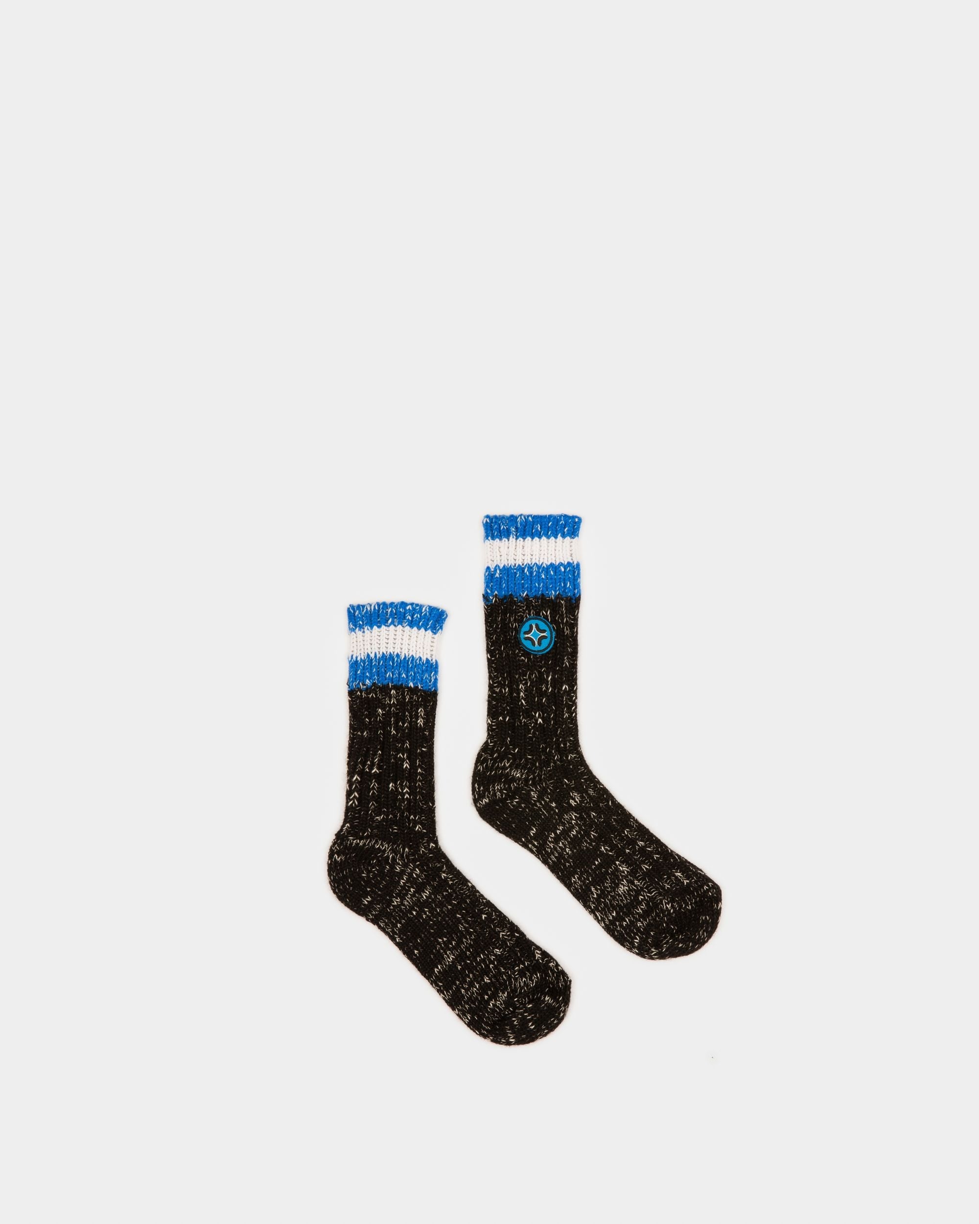 Bally Global - Logo Socks Calcetines De Algodón De Color Azul Y Negro - Multicolor