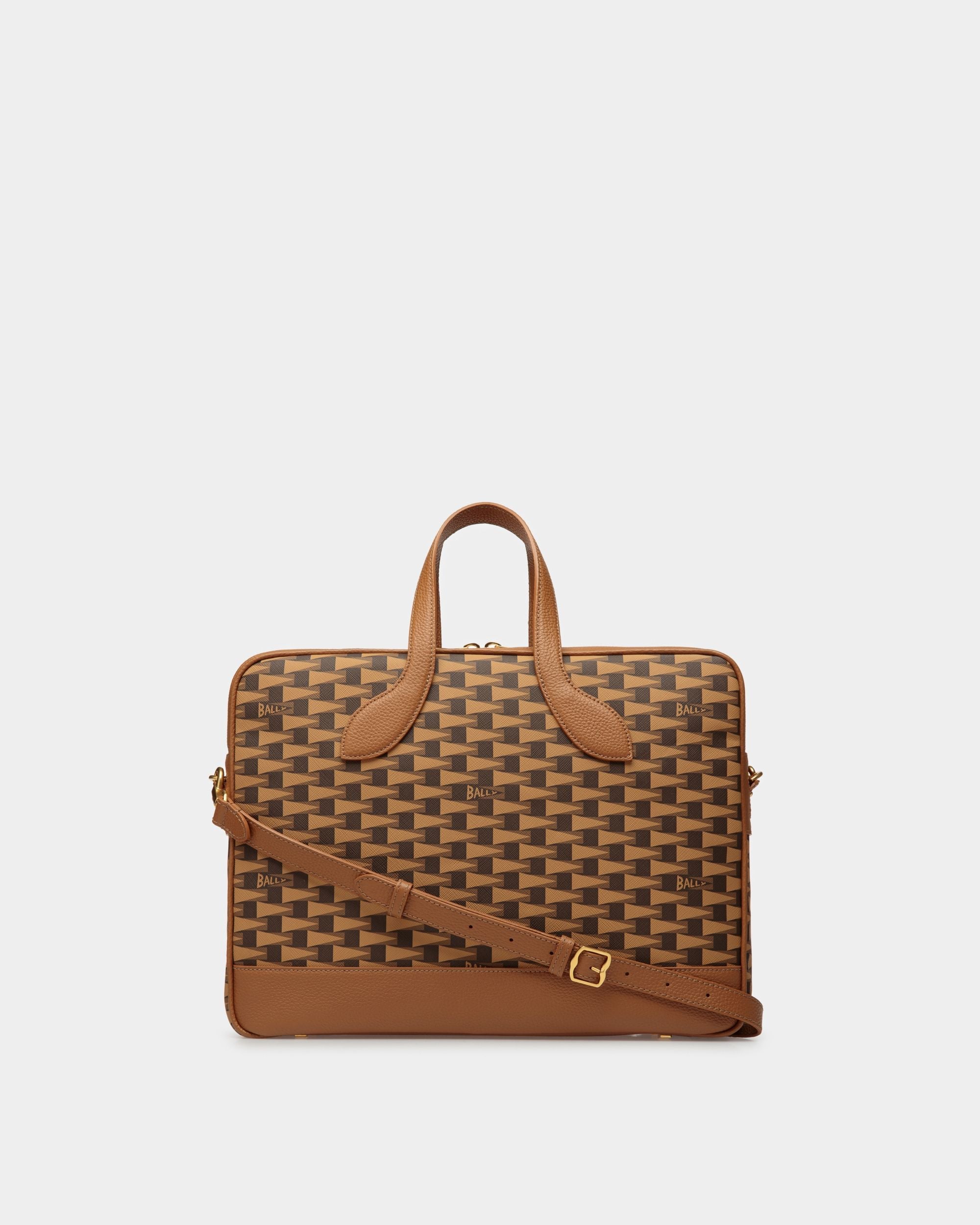 Bally Global - Pennant Briefcase In Desert Leather And TPU - Brown