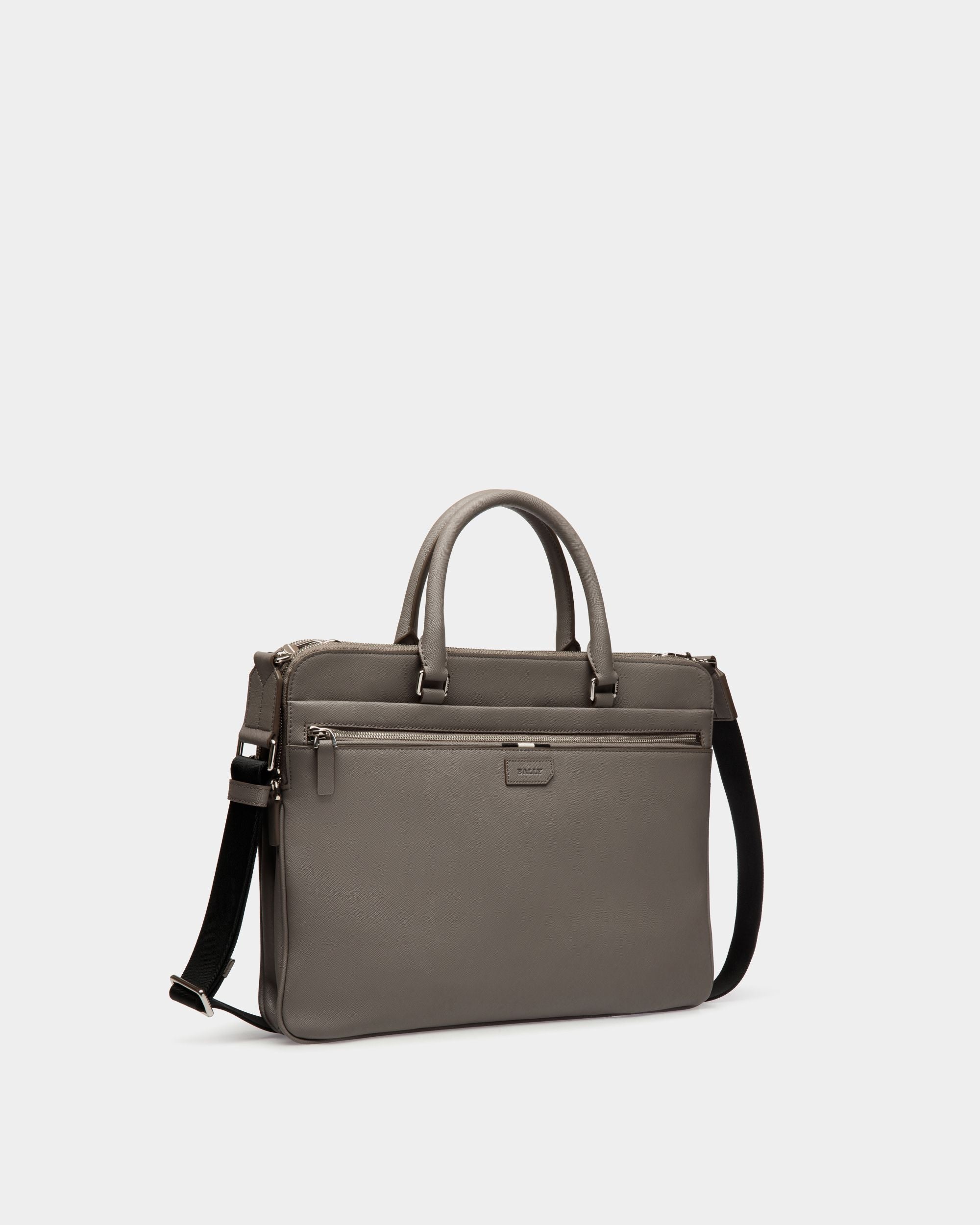 Bally Global - Cartable En Cuir Gaufré Beige - Grey