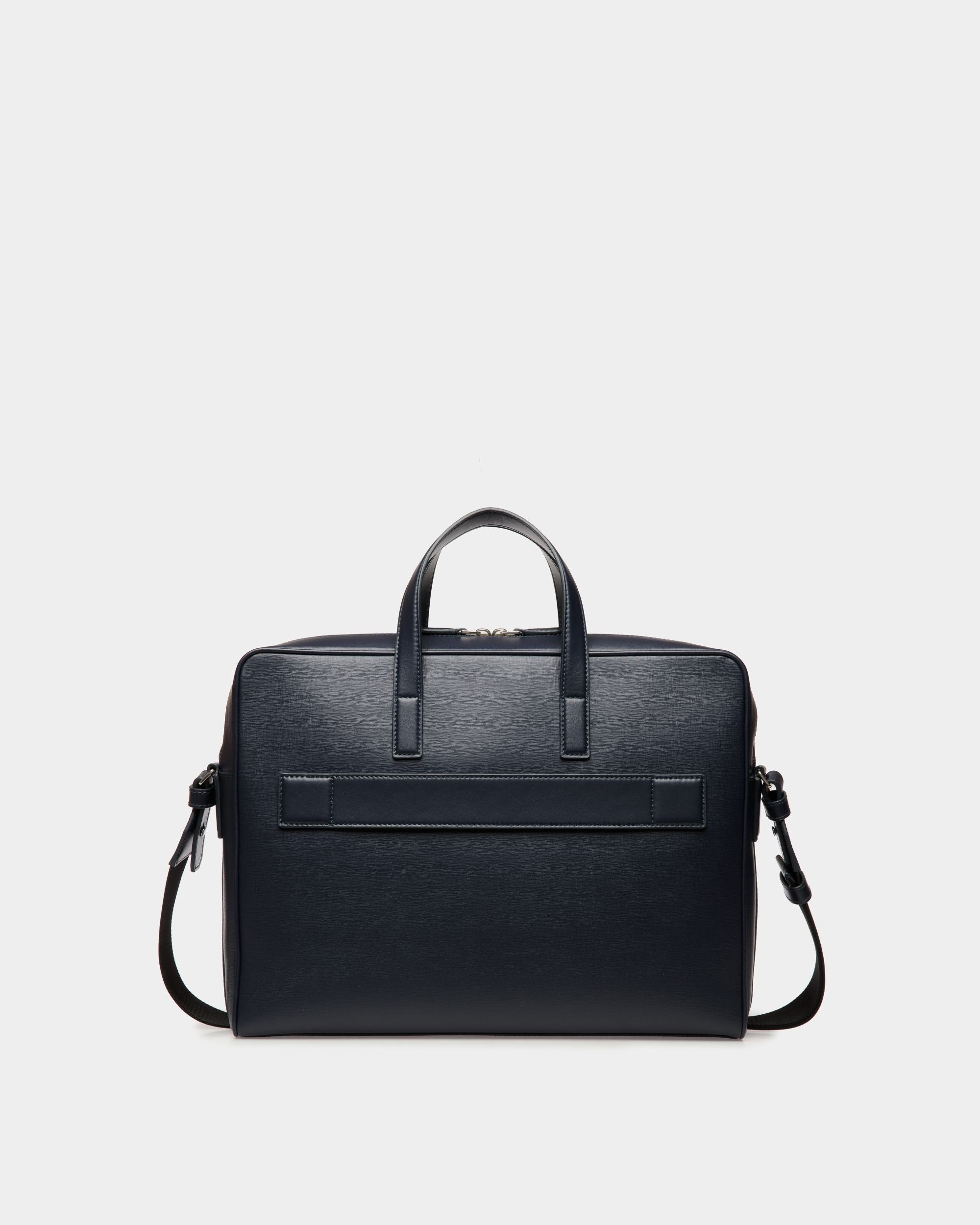 Bally Global - Cartable Mythos En Cuir Recyclé Navy Blue - Bleu