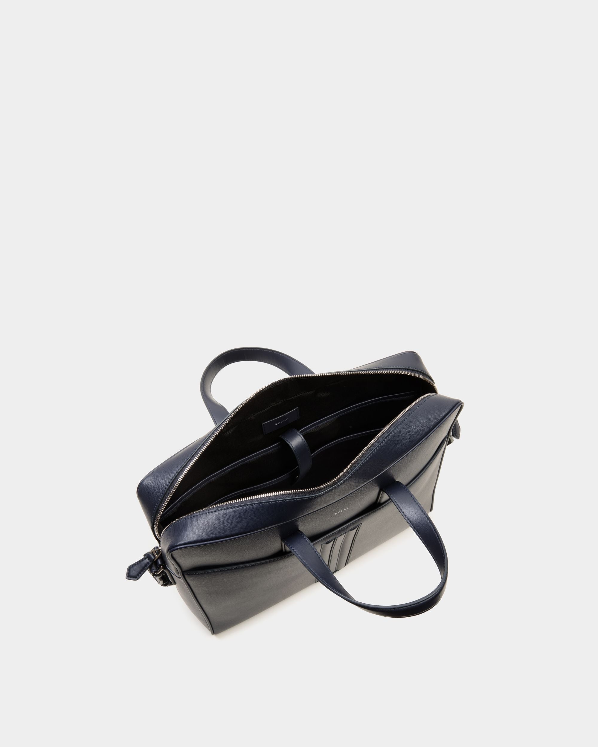 Bally Global - Cartable Mythos En Cuir Recyclé Navy Blue - Bleu