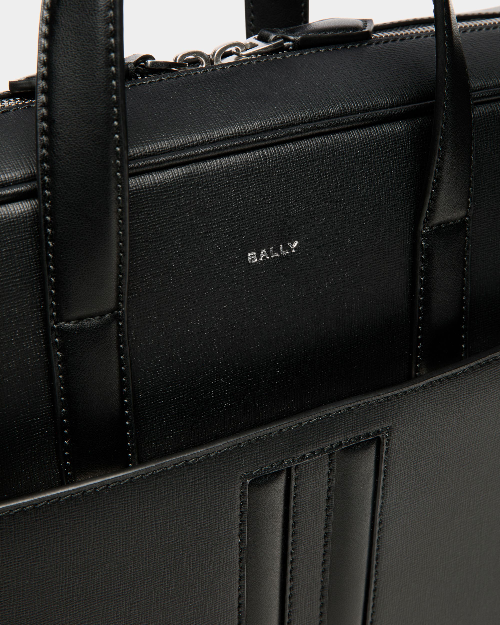 Bally Global - Mythos Briefcase In Black Recycled Leather - Black