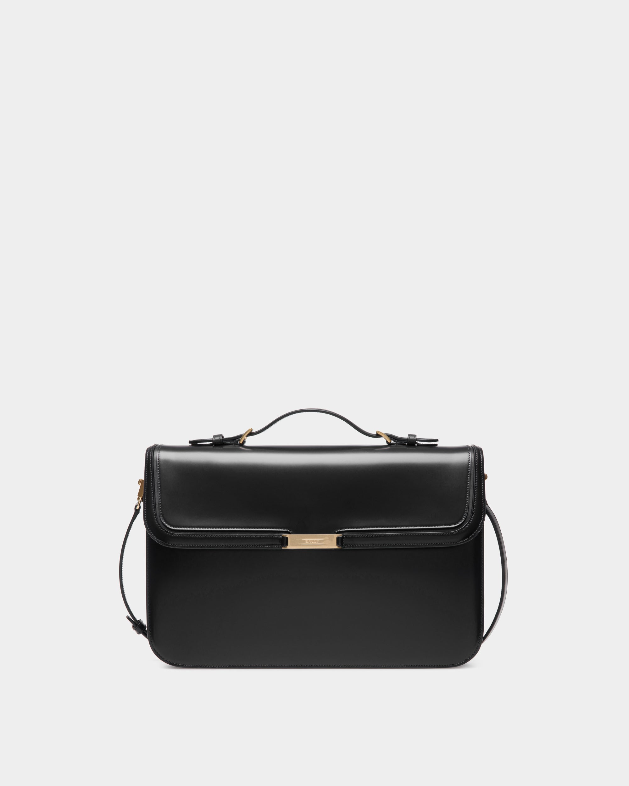 Bally Global - Maletín Deco De Piel Cepillada Negra - Negro