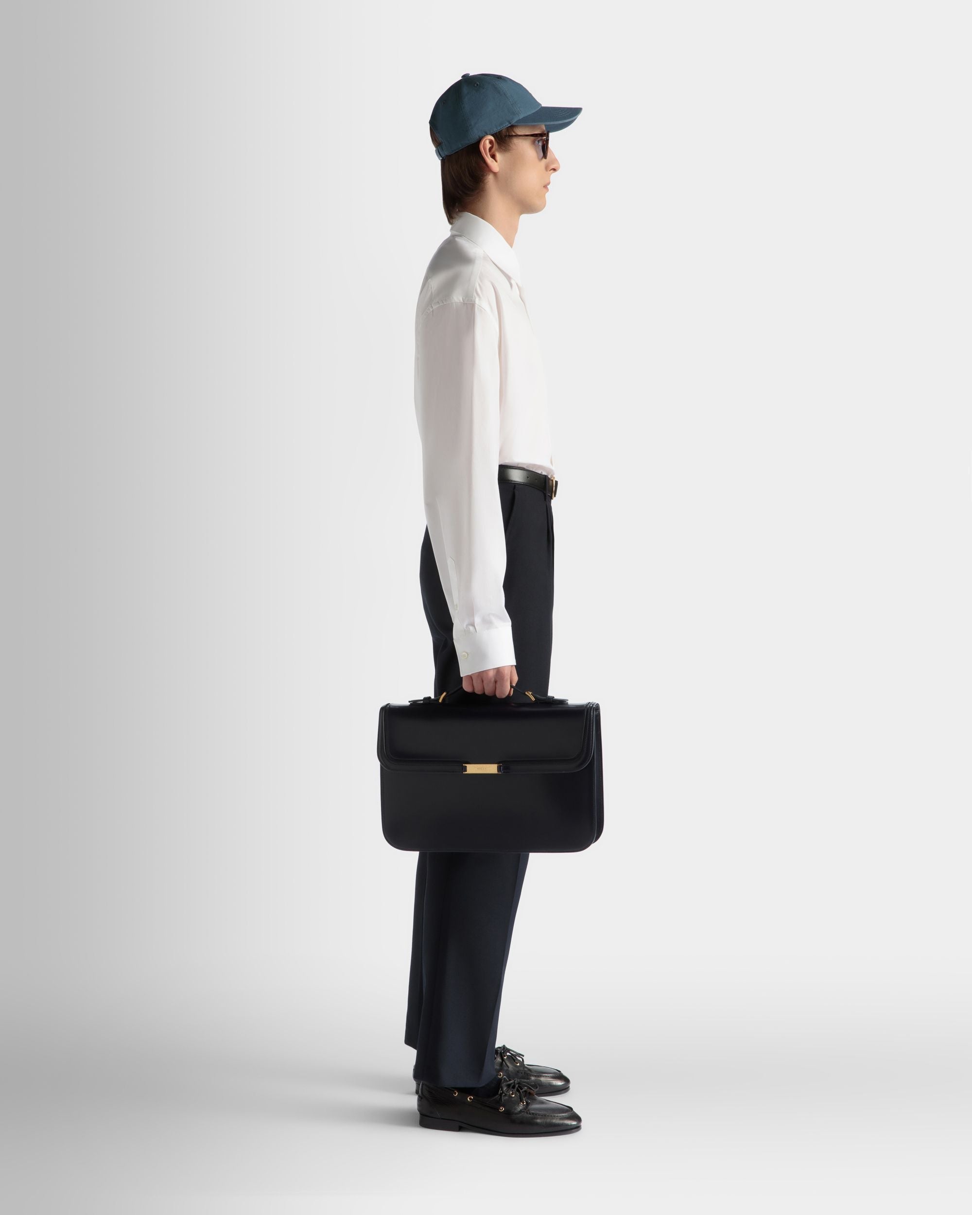 Bally Global - Maletín Deco De Piel Cepillada Negra - Negro