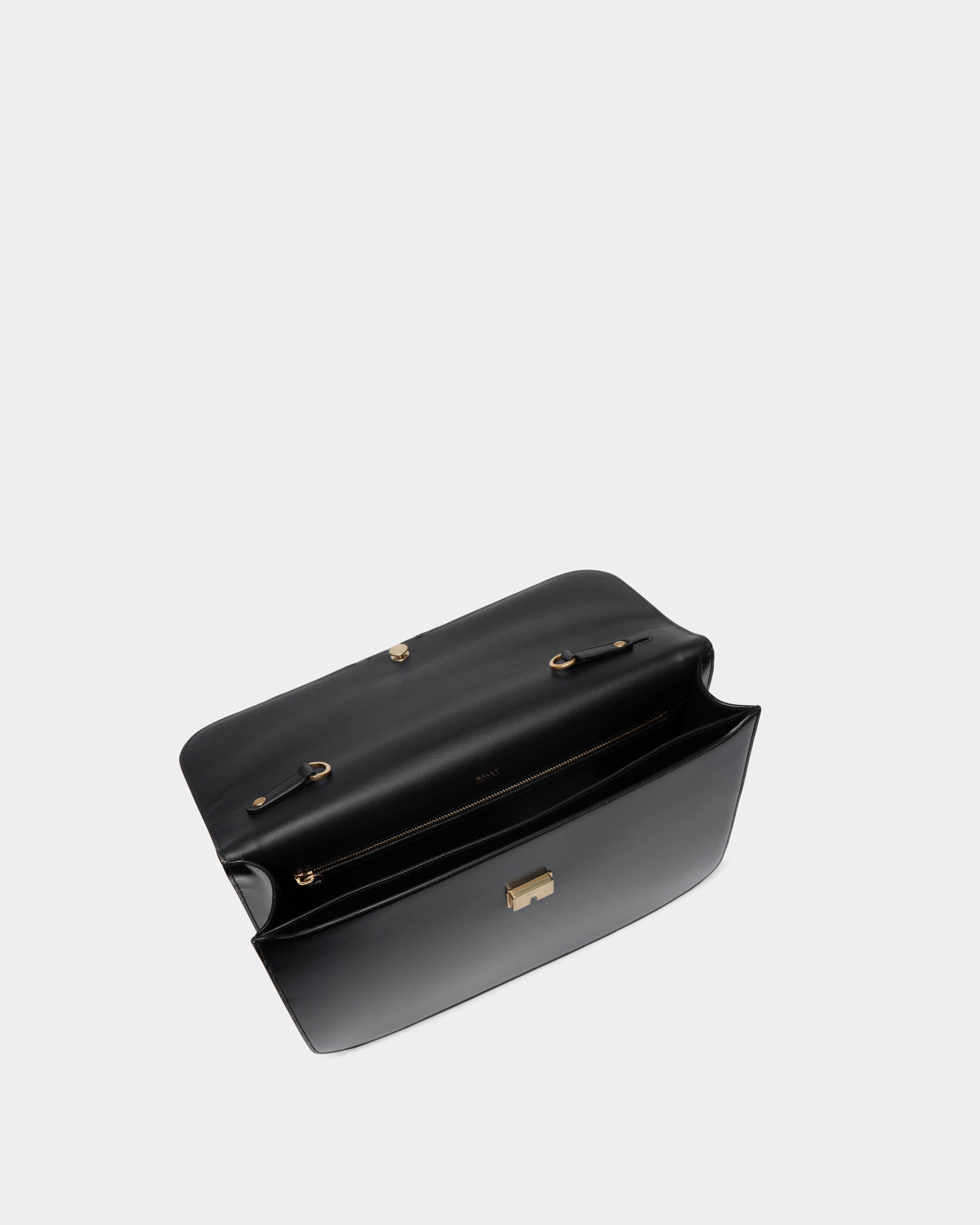 Bally Global - Maletín Deco De Piel Cepillada Negra - Negro