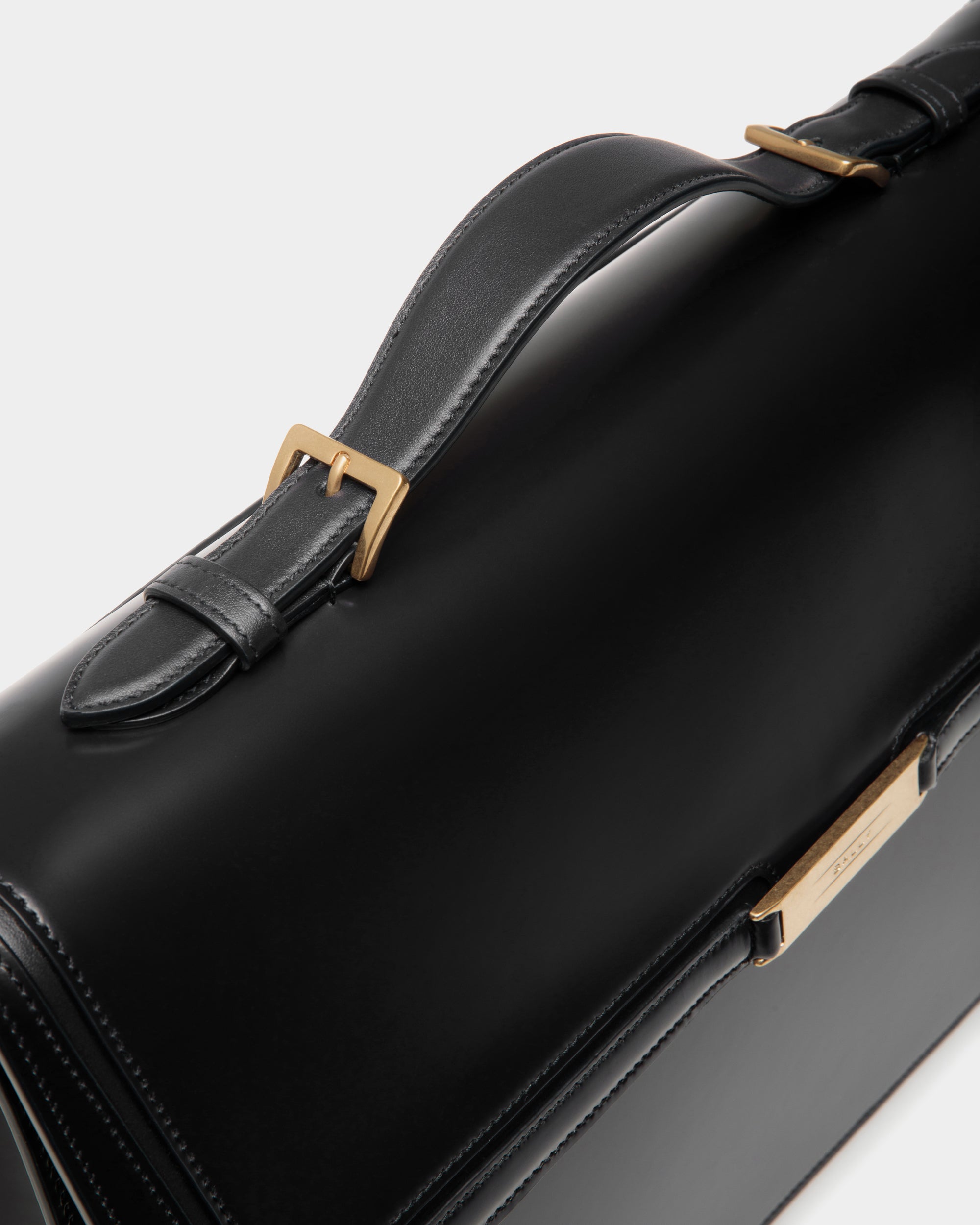 Bally Global - Maletín Deco De Piel Cepillada Negra - Negro