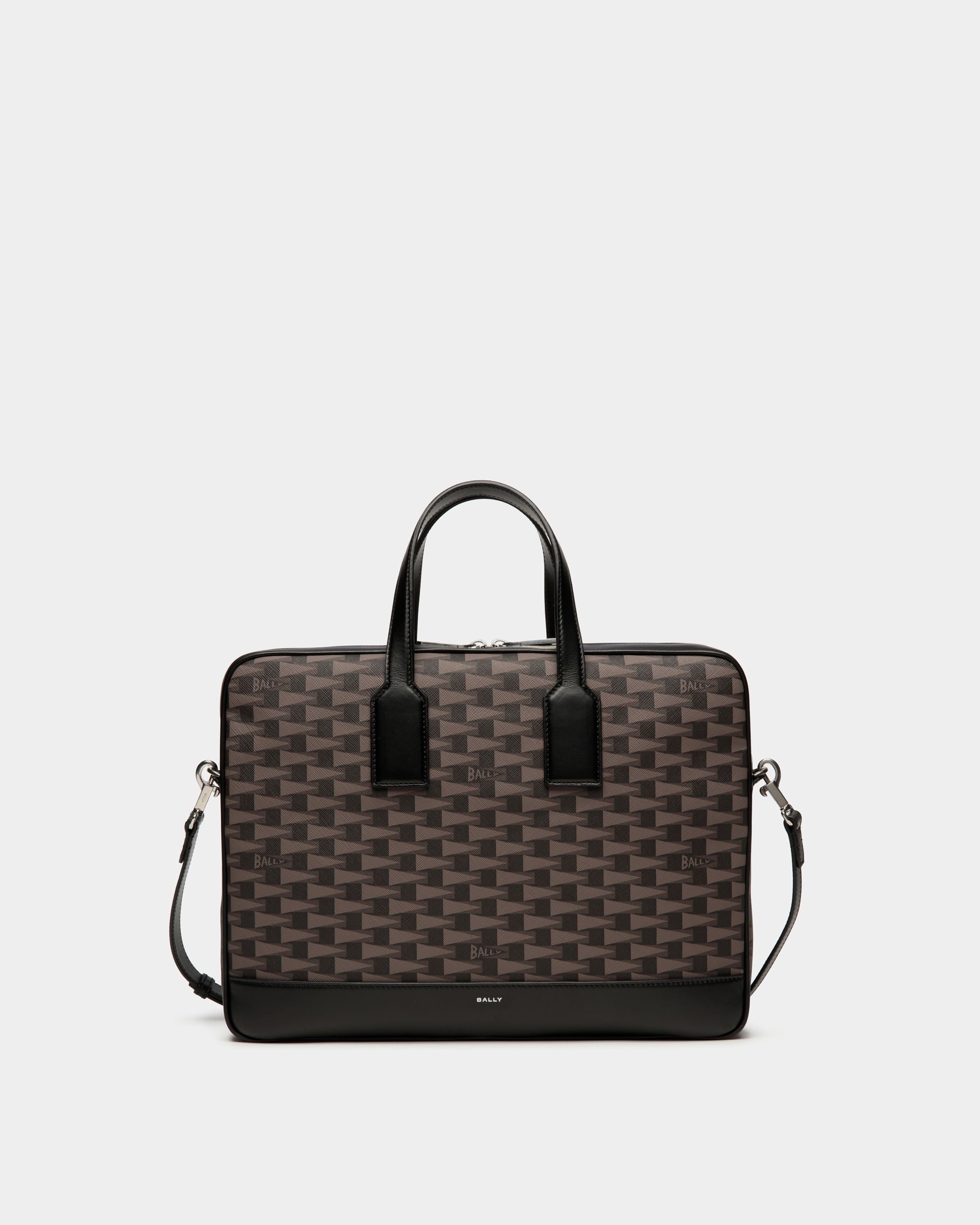 Bally Global - Pennant Briefcase in Black Pennant Motif - Negro