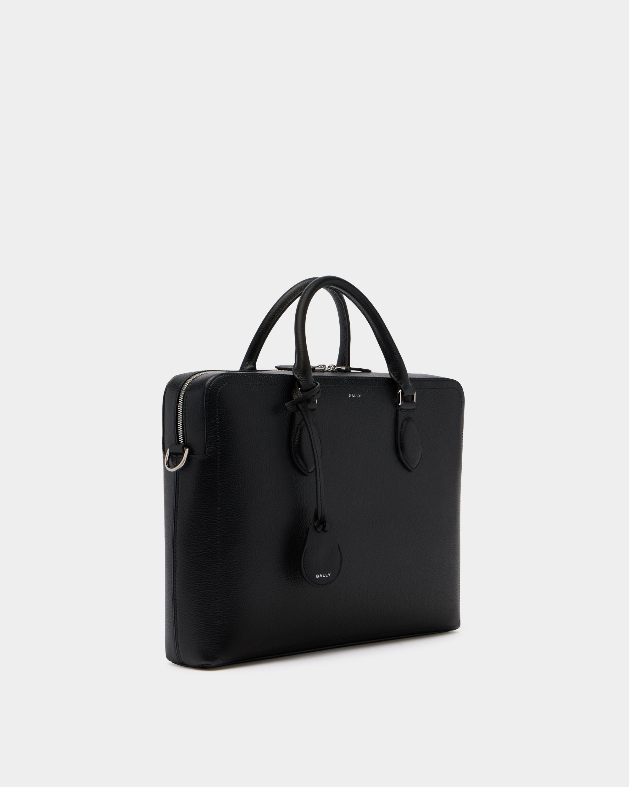 Bally Global - Capitol Briefcase in Black Grained Leather - Black