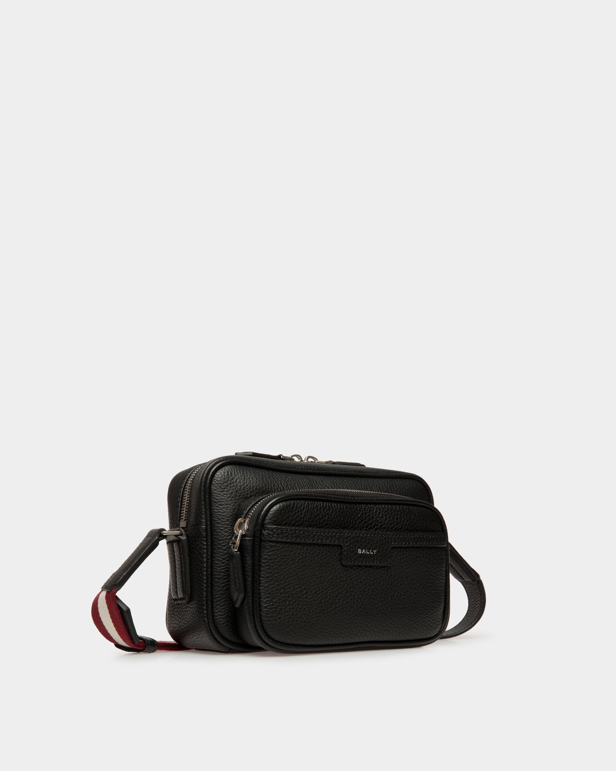 Bally Global - Code Crossbody Bag in Black Grained Leather - Negro
