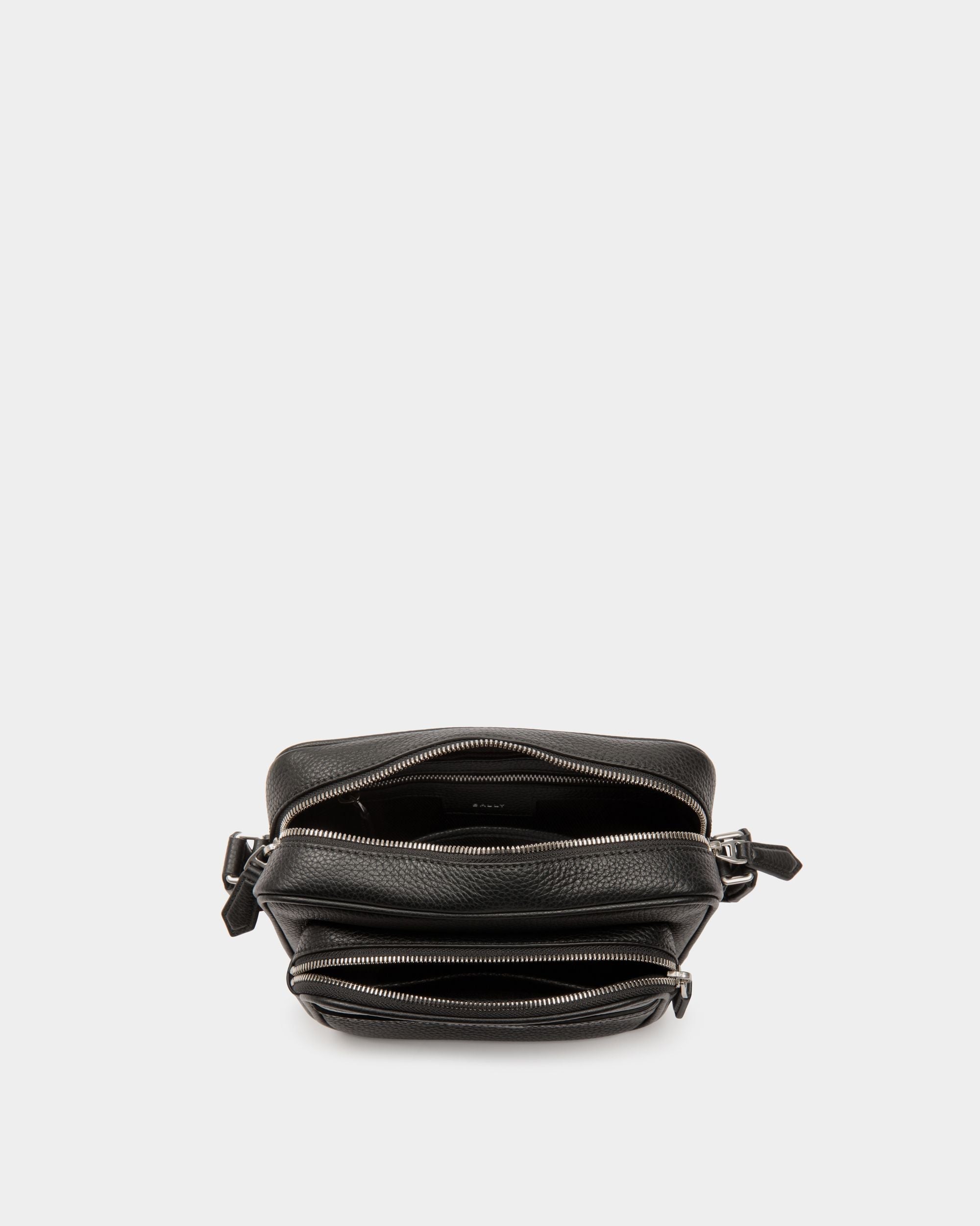 Bally Global - Code Crossbody Bag in Black Grained Leather - Negro