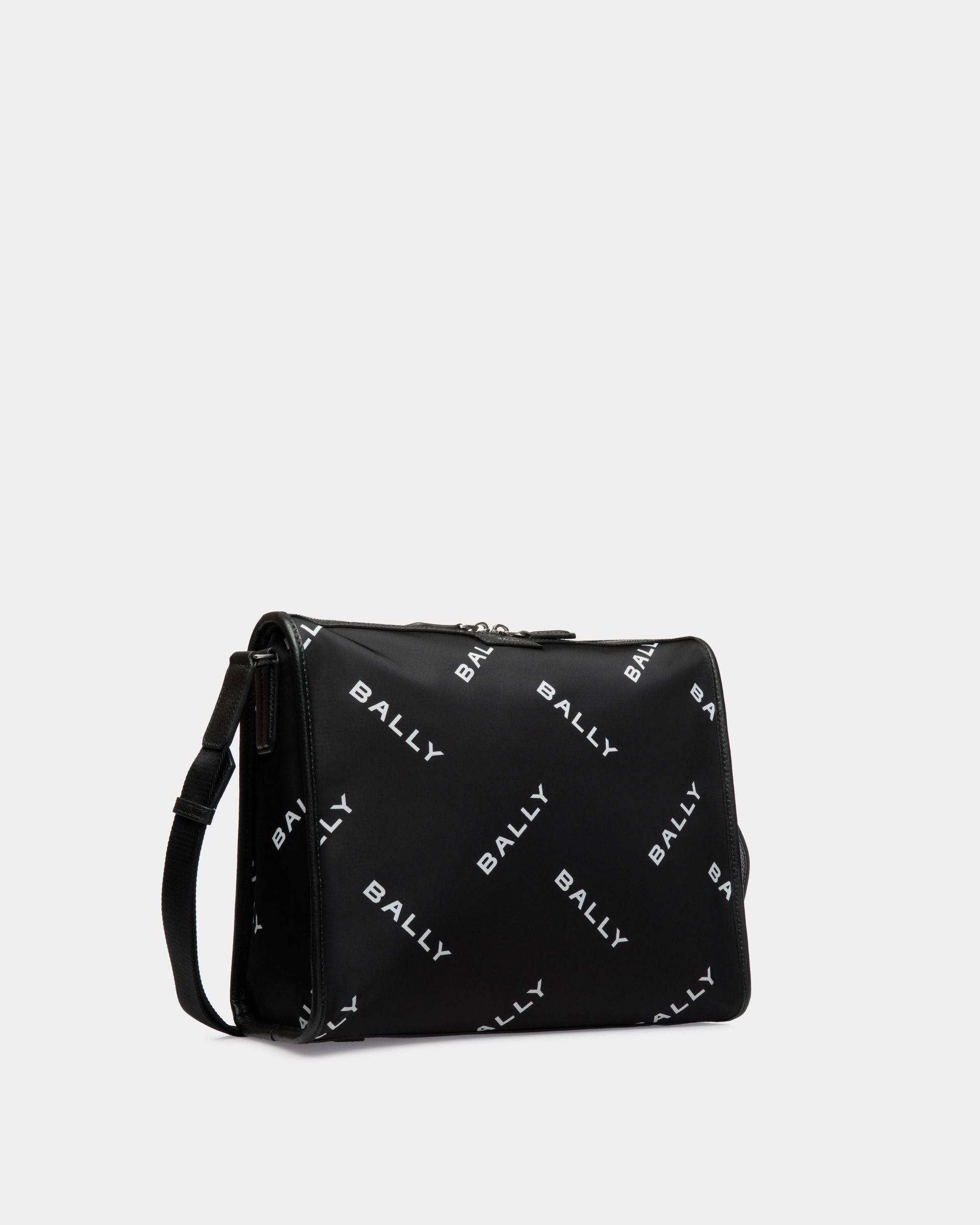Bally Global - Bolso Bandolera Code De Nailon Negro Con Logo Estampado - Negro