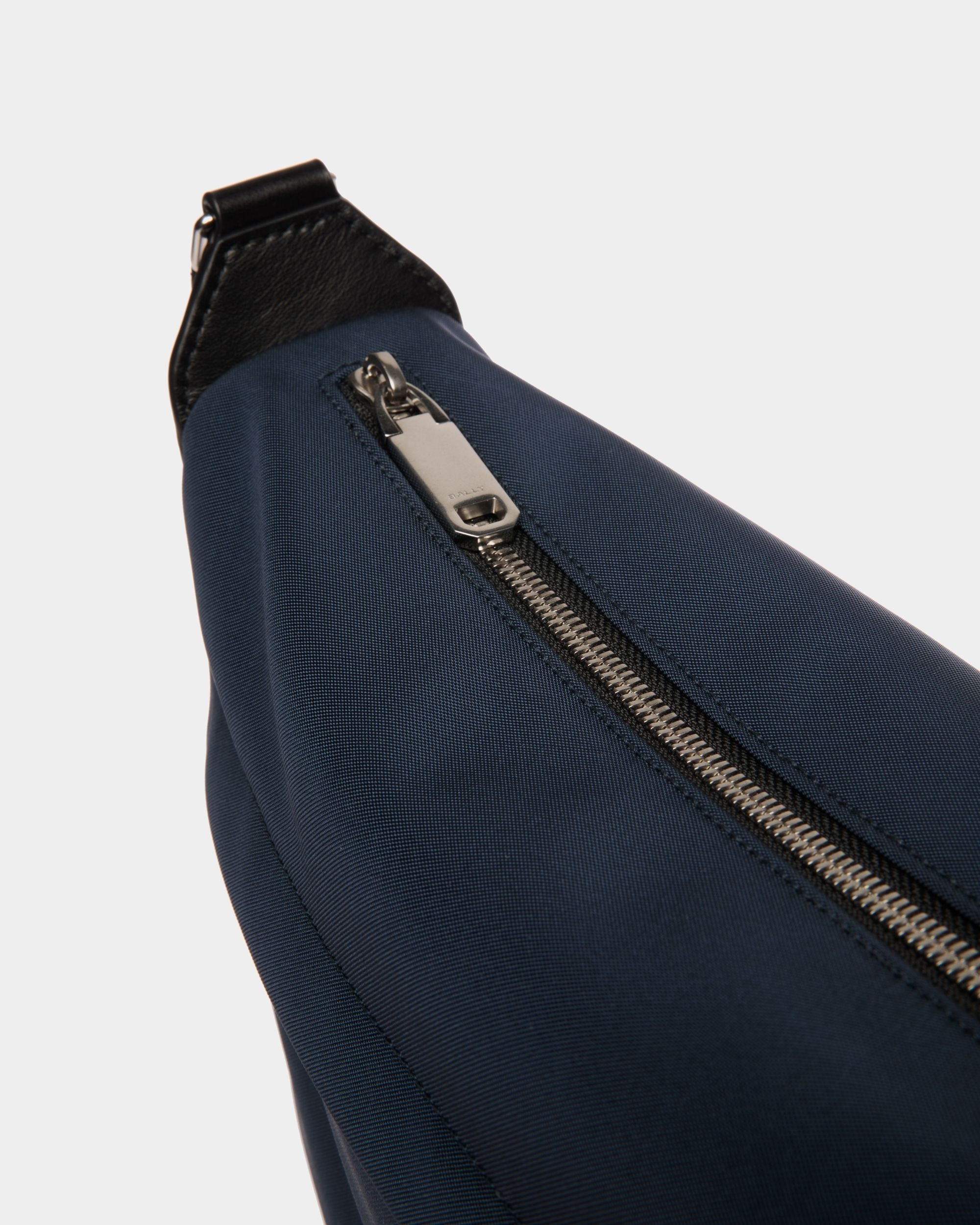 Bally Global - Bar Crossbody Bag in Navy Blue Nylon And Leather - Bleu