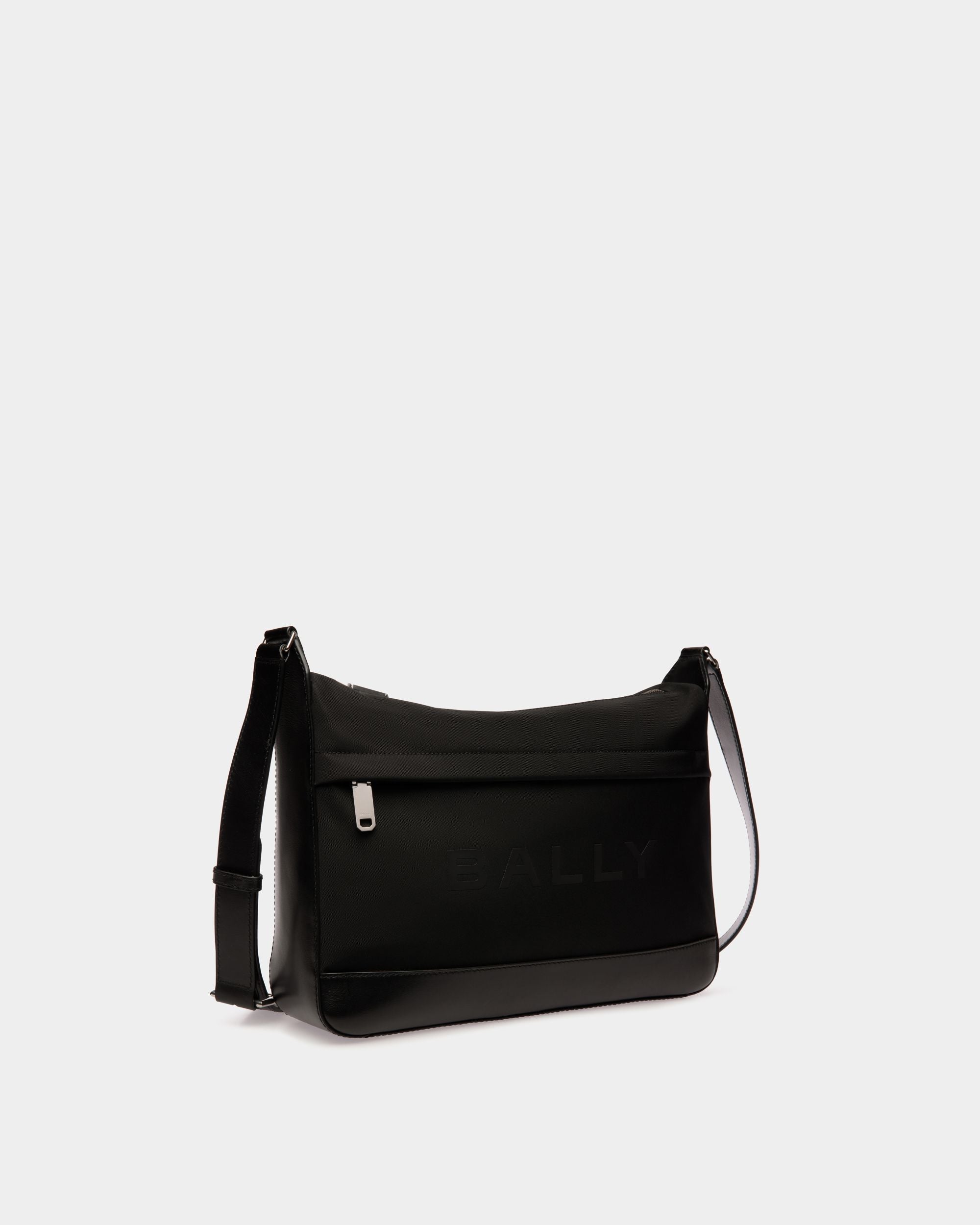 Bally Global - Bandolera Bar De Nailon Y Piel Negra - Negro
