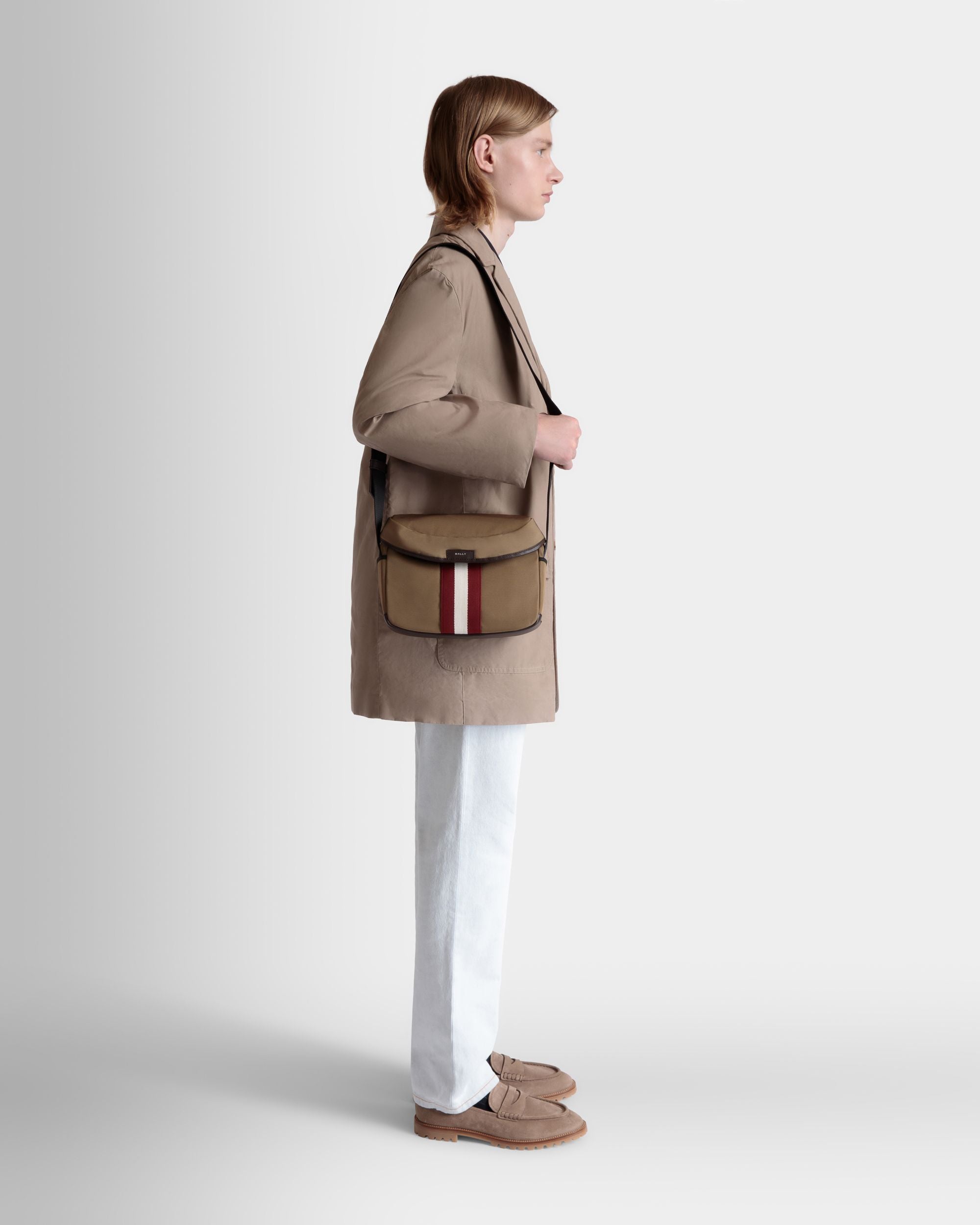 Bally Global - Code Crossbody Bag in Camel Nylon - Beige