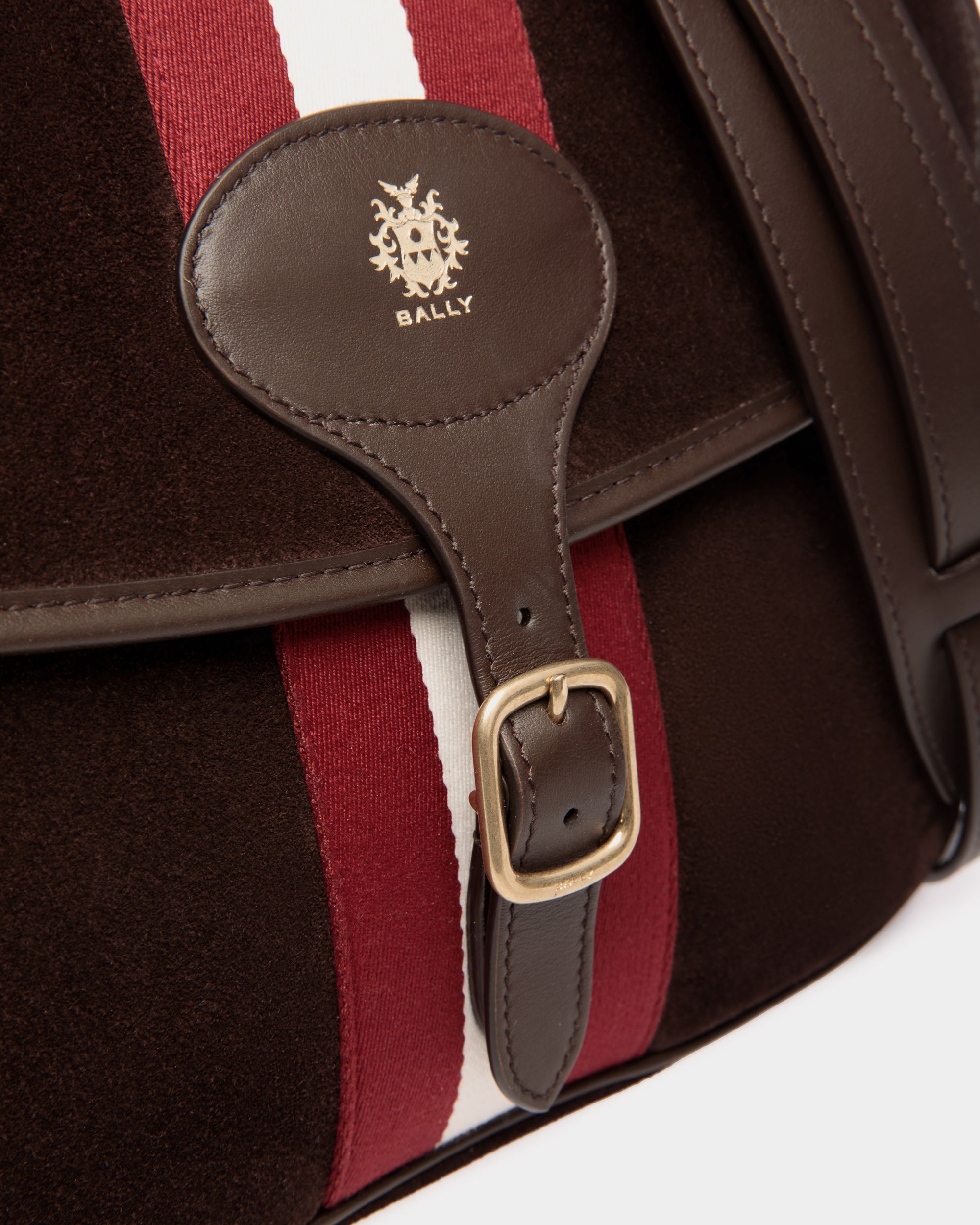 Bally Global - Beckett Crossbody Bag in Ebano Suede And Leather - Brown