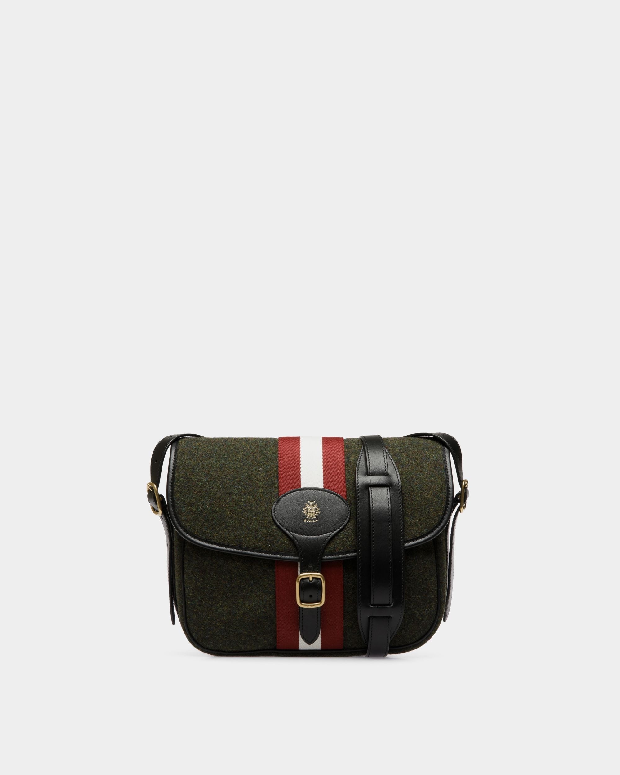Bally Global - Bandolera Beckett De Lana Y Piel Verde Oscuro - Verde